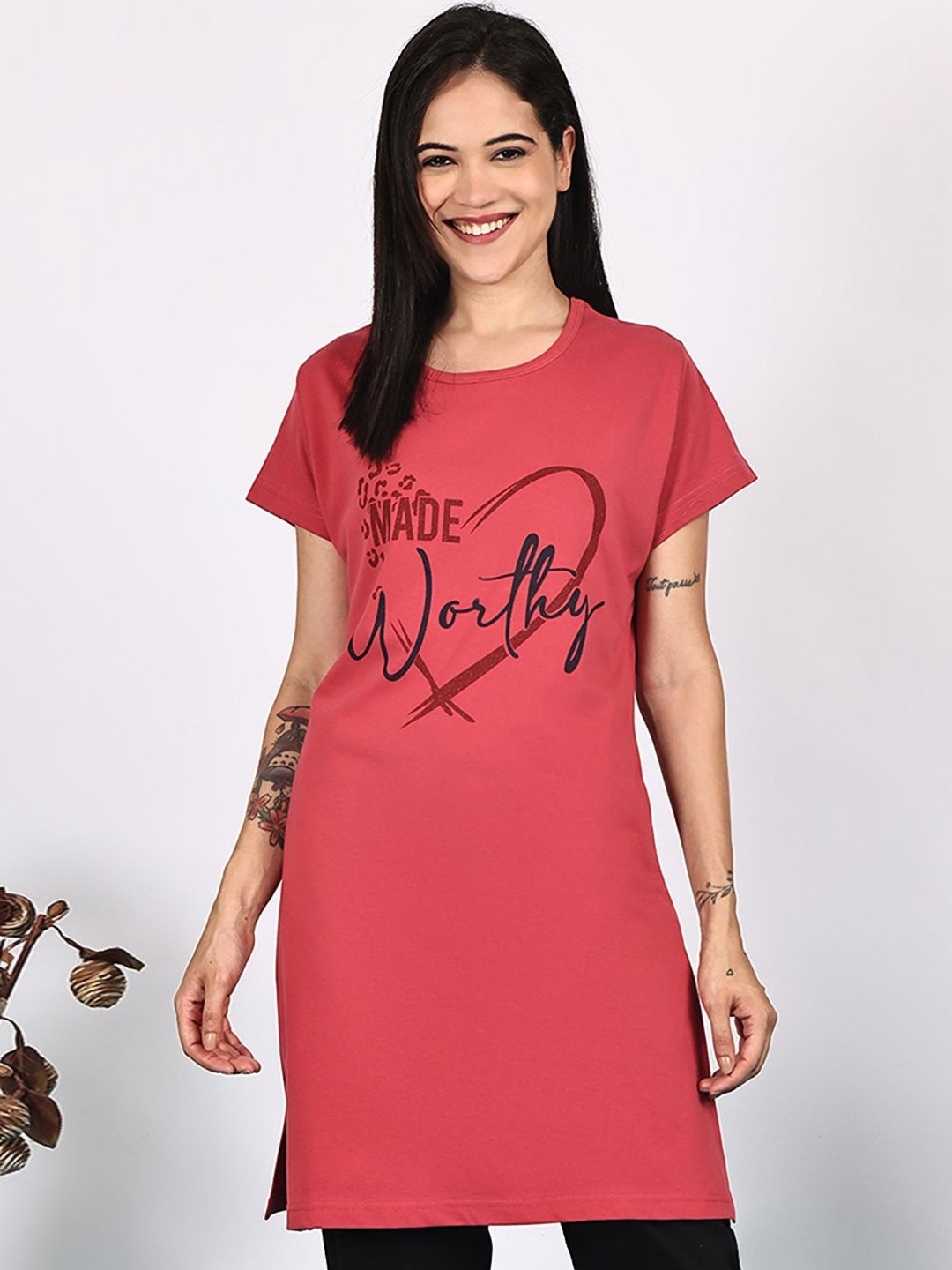 VANYA Typography Printed Short Sleeves Cotton Lounge T-shirts