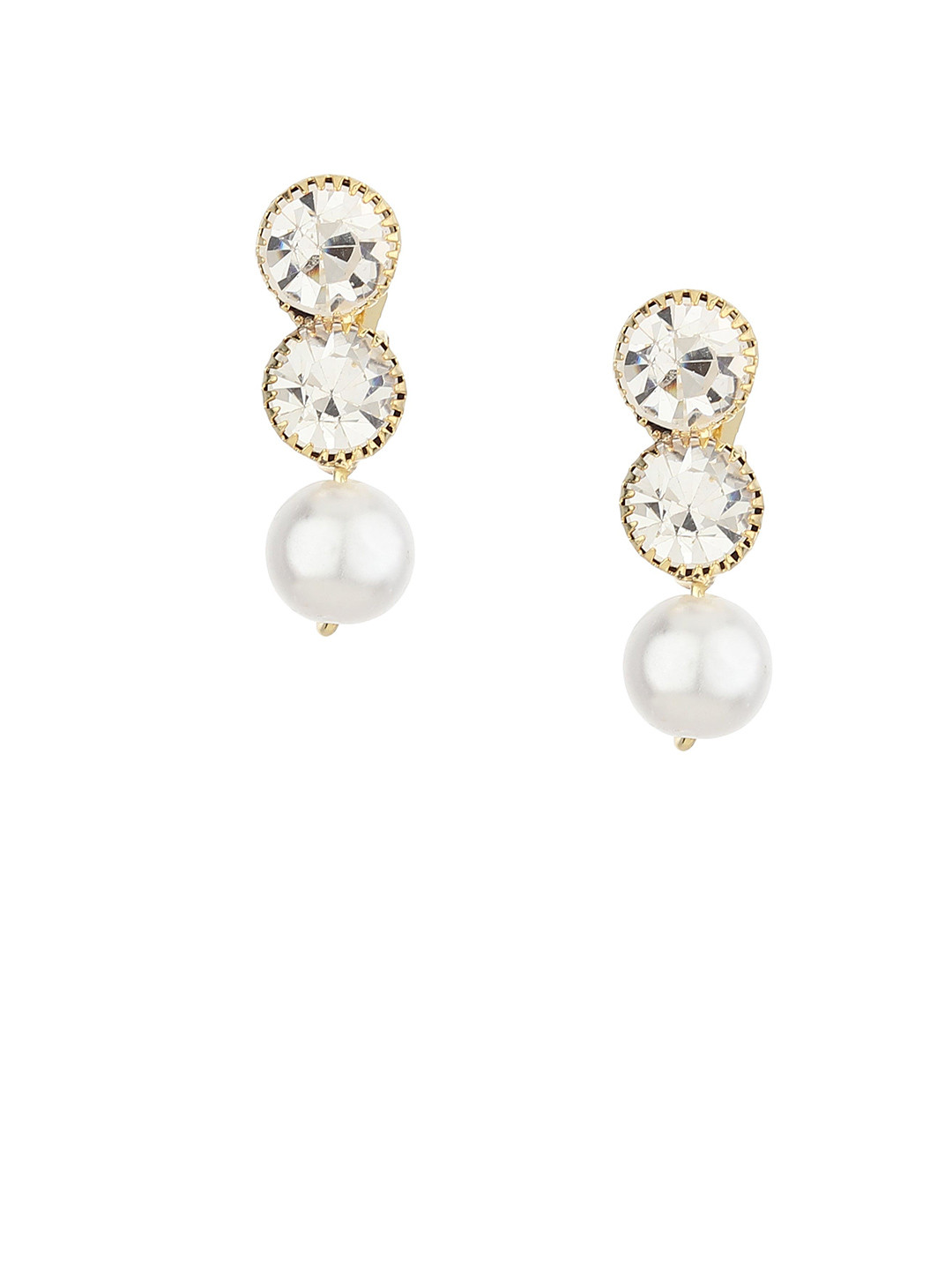 FirstBlush Gold-Plated Artificial Stones Studded Circular Non Pierced Earrings