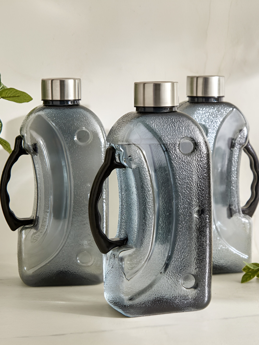 Home Centre Fiesta Senecio Black 3 Pieces Fridge Water Bottles 1.5L