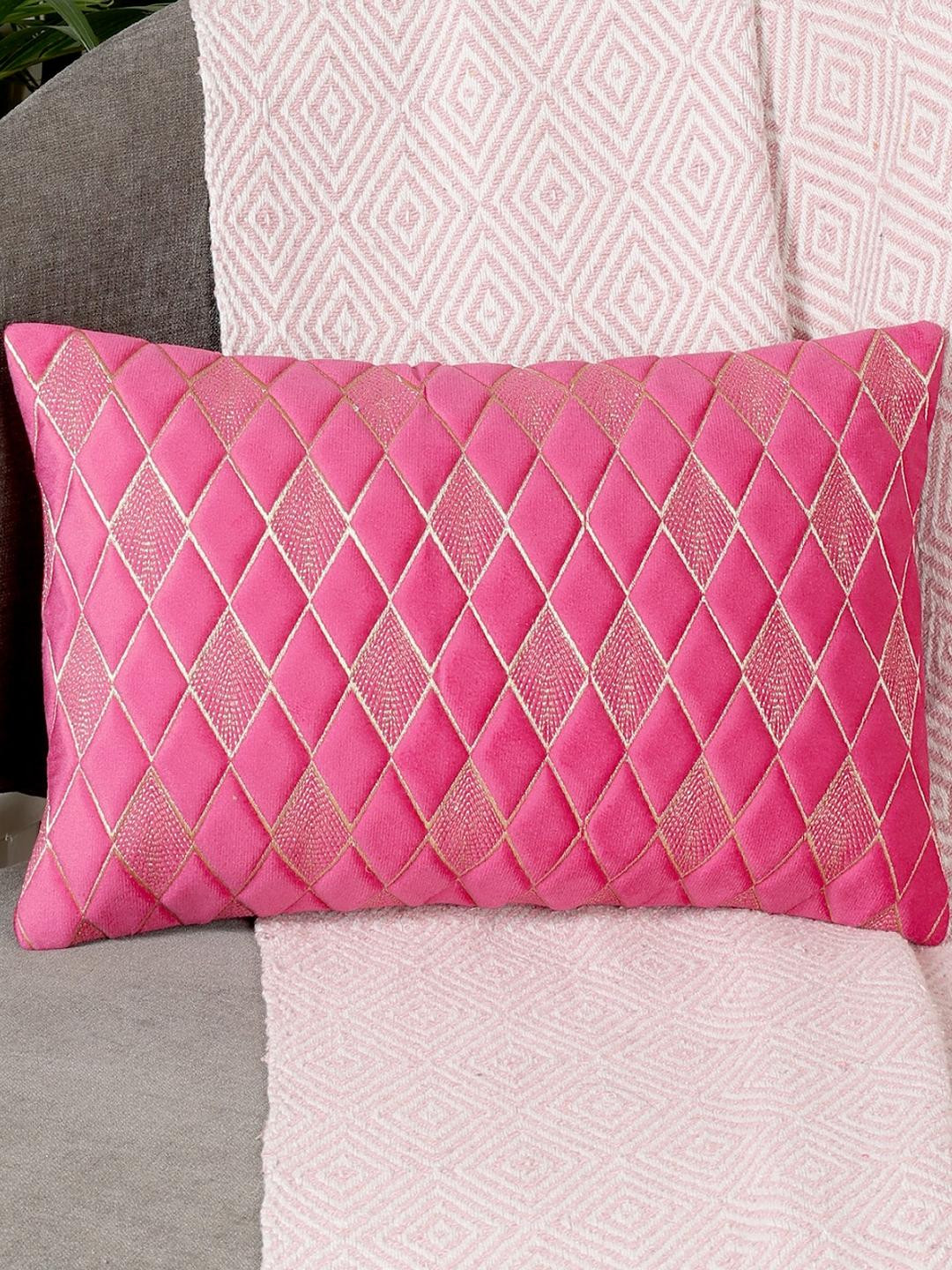 TANLOOMS Magenta Velvet Rectangle Cushion Covers