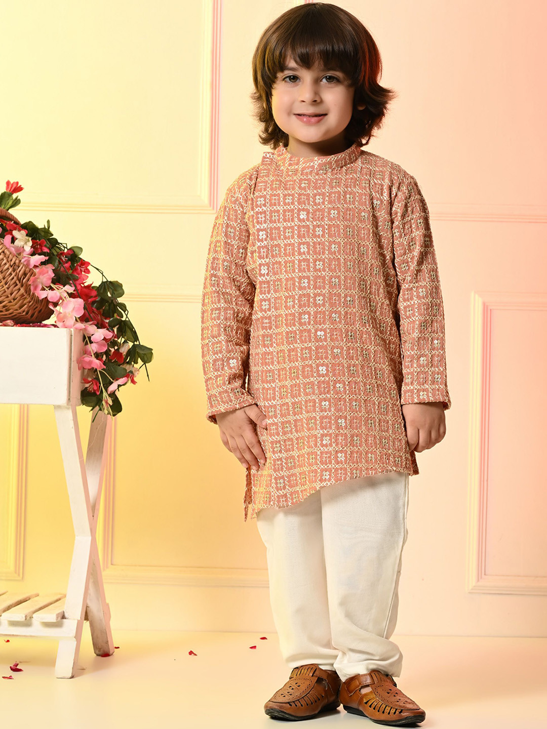 Muffin Shuffin Boys Ethnic Motifs Embroidered Regular Kurta with Trousers