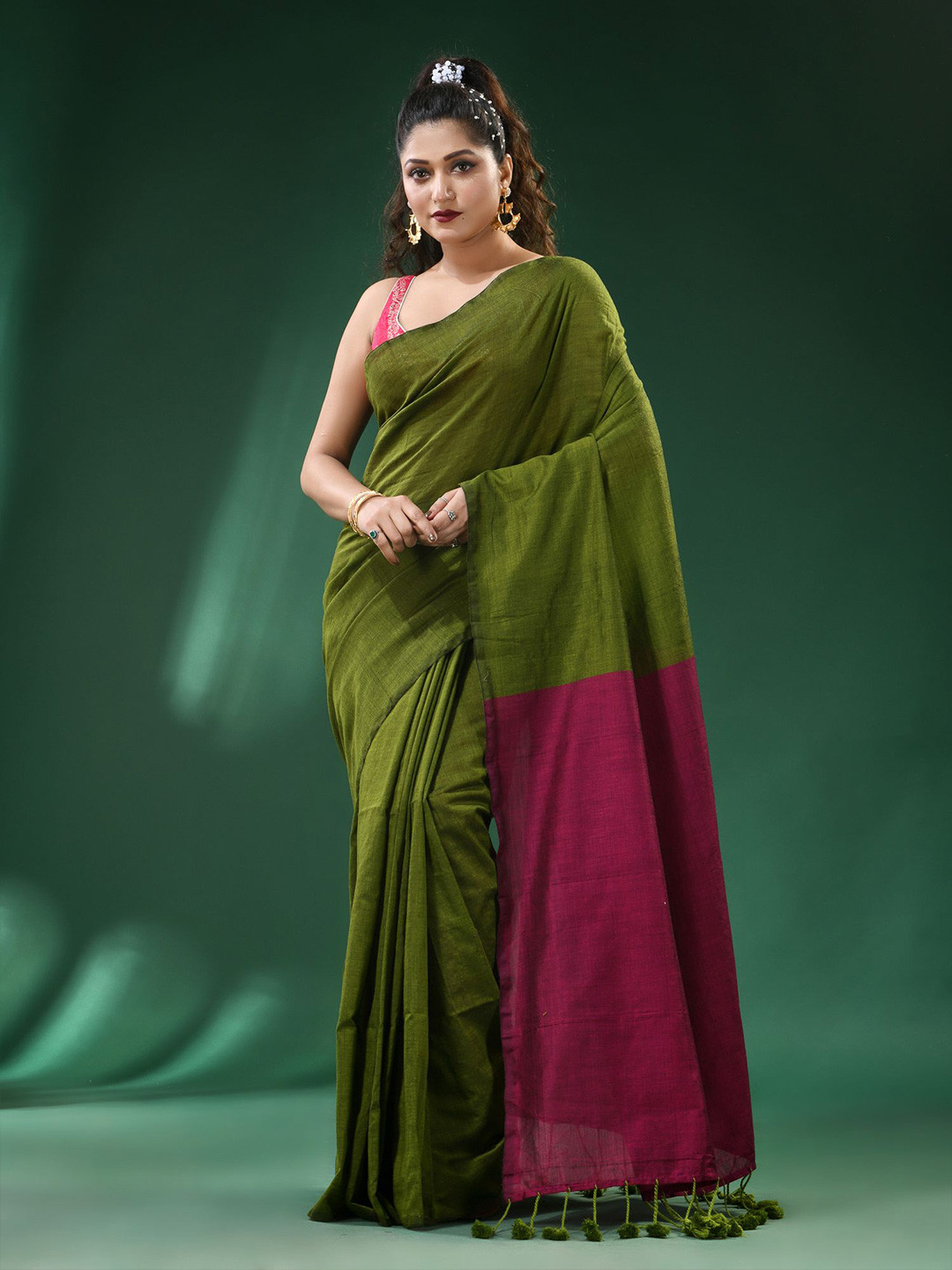 SRILOK Dual Color Pure Cotton Saree