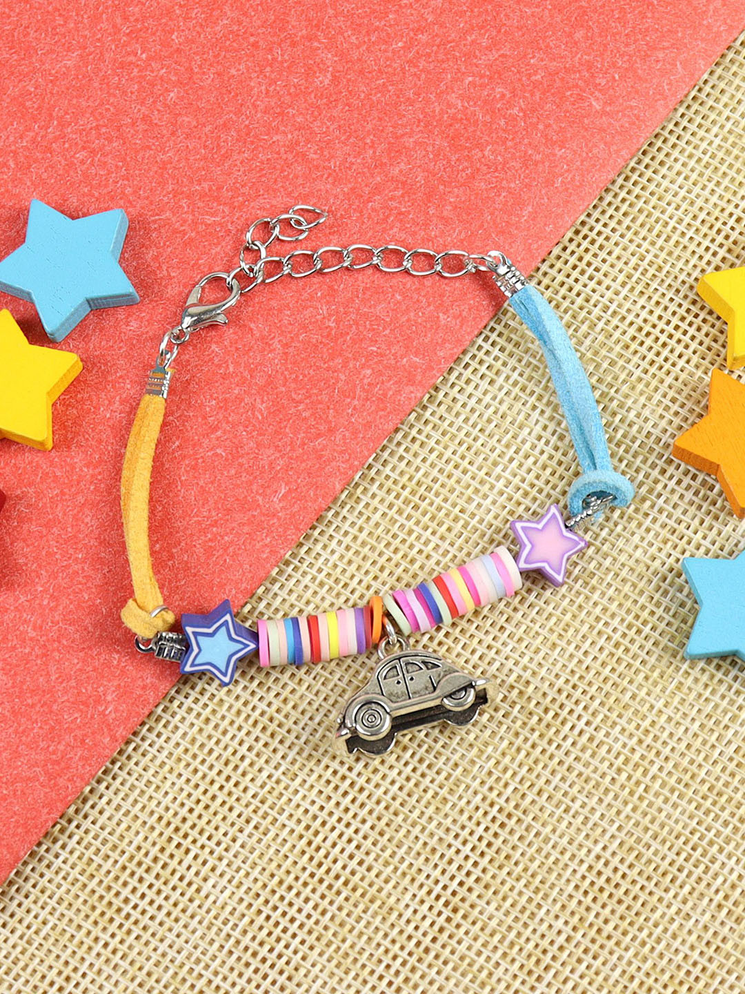 Asthetika Car Stars Kids Wraparound Bracelet Rakhi With Roli Chawal