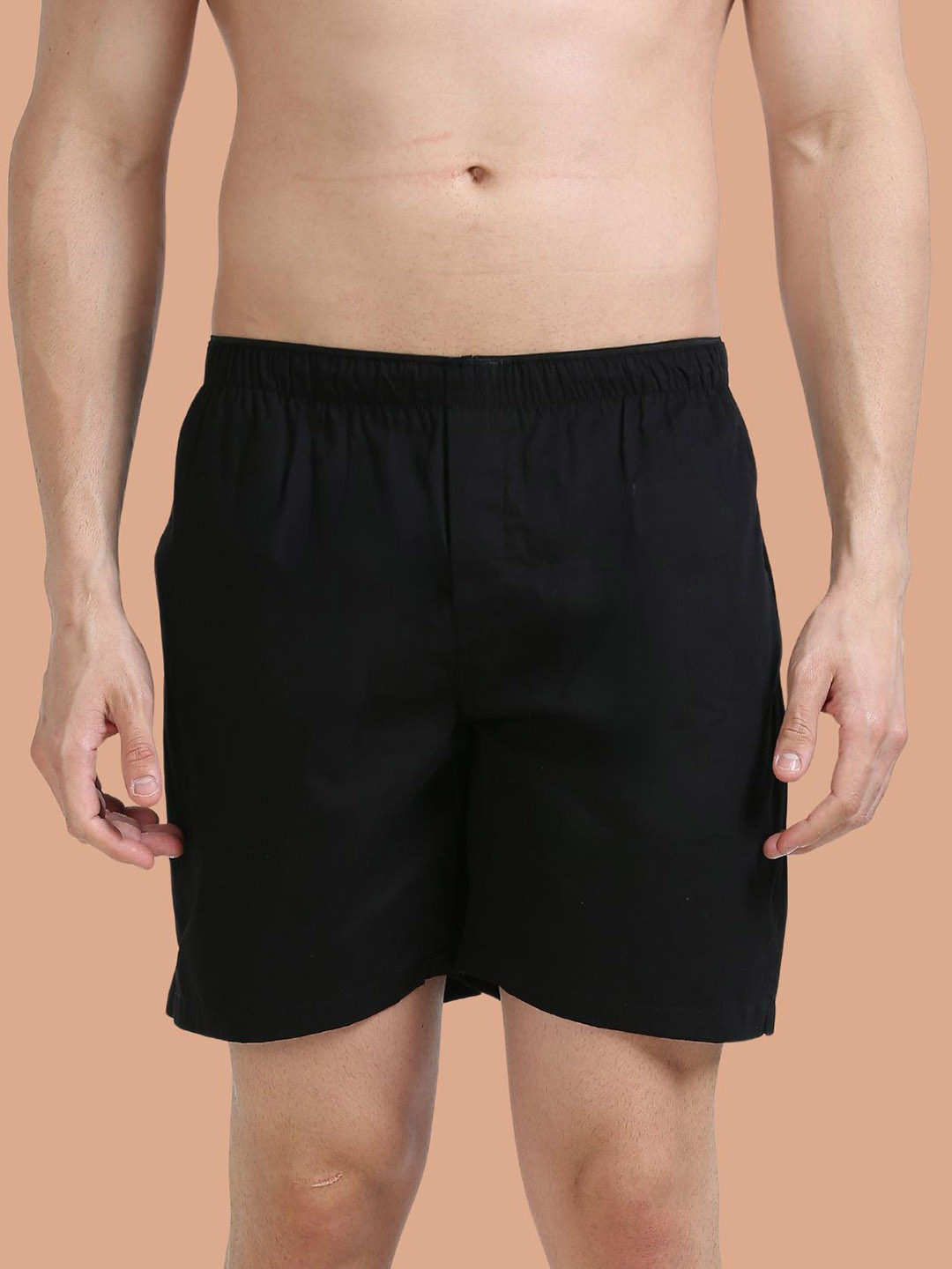 SWISS HORN Pure Cotton Boxer Shorts Black M