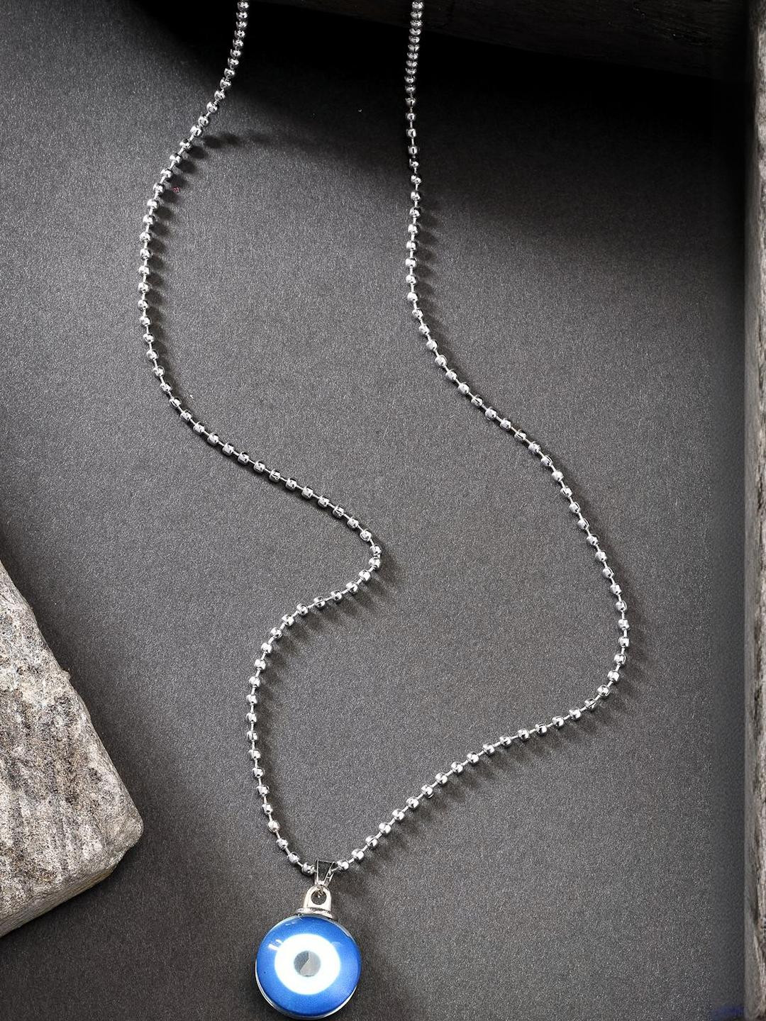 Roadster Unisex Evil Eye Silver-Plated Stainless Steel Pendant with Chain