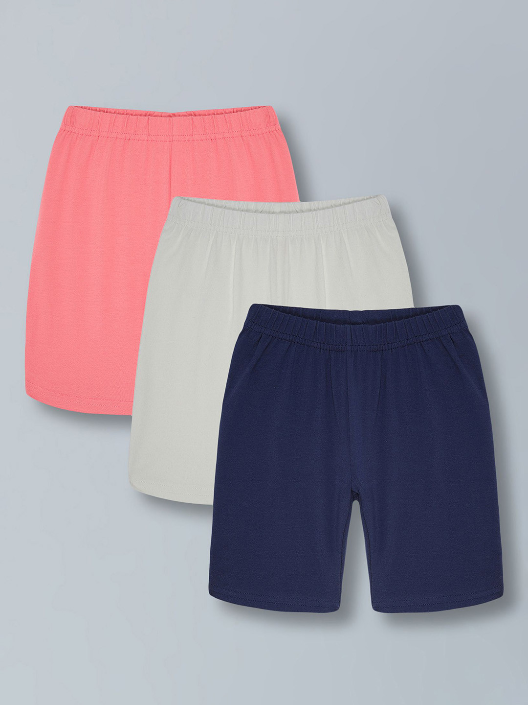 PLUM TREE Girls Pack Of 3 Mid-Rise Cycling Sports Knee Length Slip-On Regular Fit Shorts