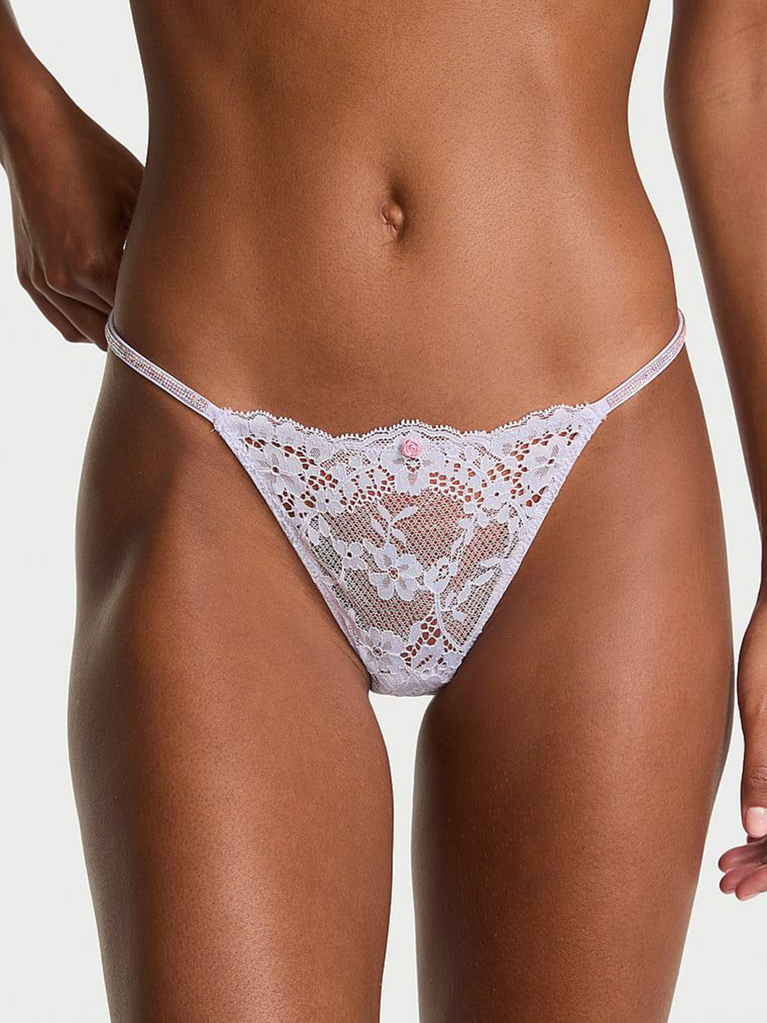 Victoria's Secret Self-Designed Low-Rise Lace-Trim V-String Thong Briefs 112509583RZM