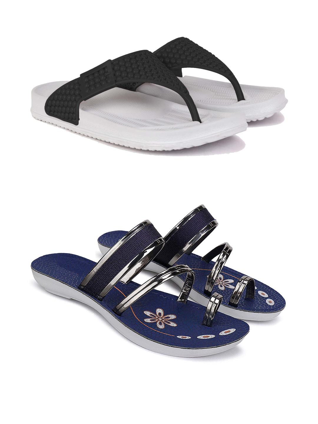 DRACKFOOT Women Set Of 2 Thong Flip-Flops & Flats