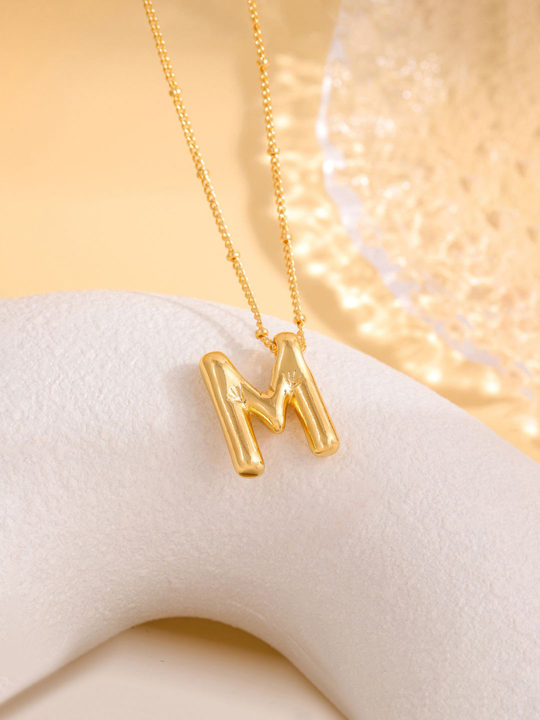 Designs & You Gold-Plated Alphabet M Contemporary Pendant with Chain