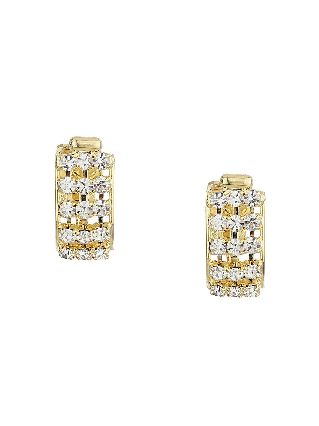 FirstBlush Gold-Plated Artificial Stones Studded Contemporary Drop Non Pierced Earrings