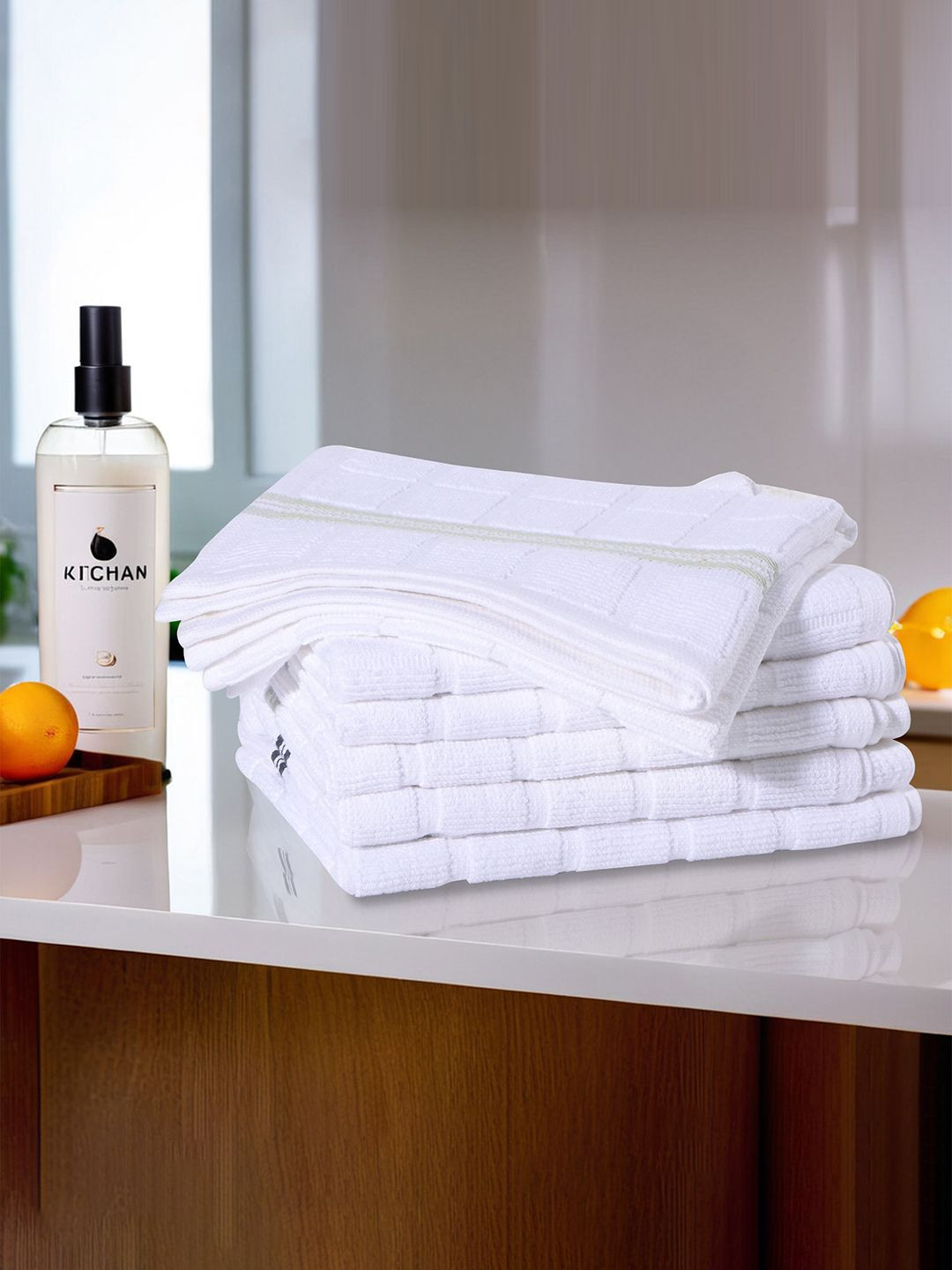 Kuber Industries 6Pcs White Cotton 250-GSM Quick Drying Highly Absorbent Hand Towels