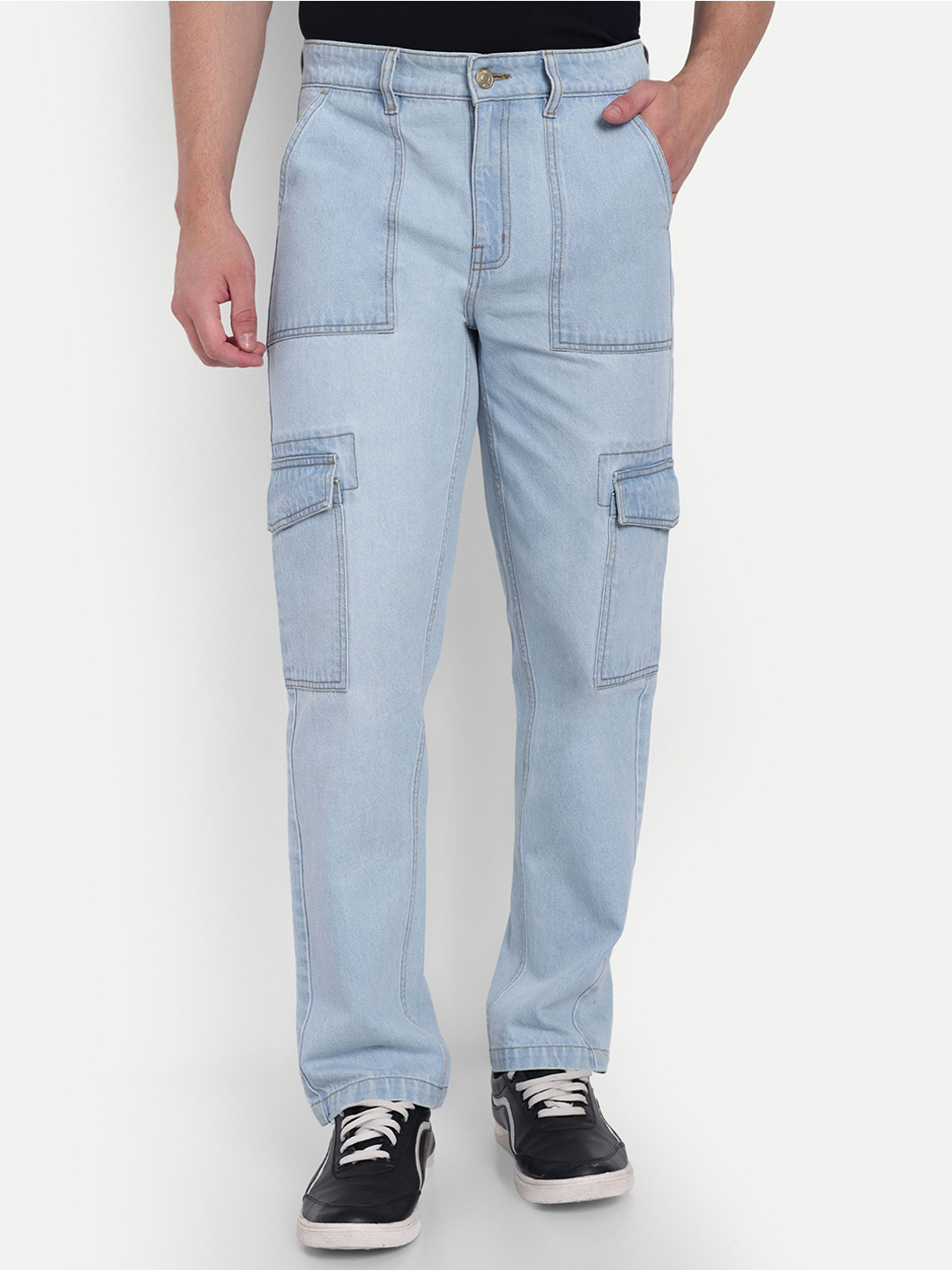 COSMIC Men Relaxed Straight Leg Relaxed Fit Cargos Style Jeans