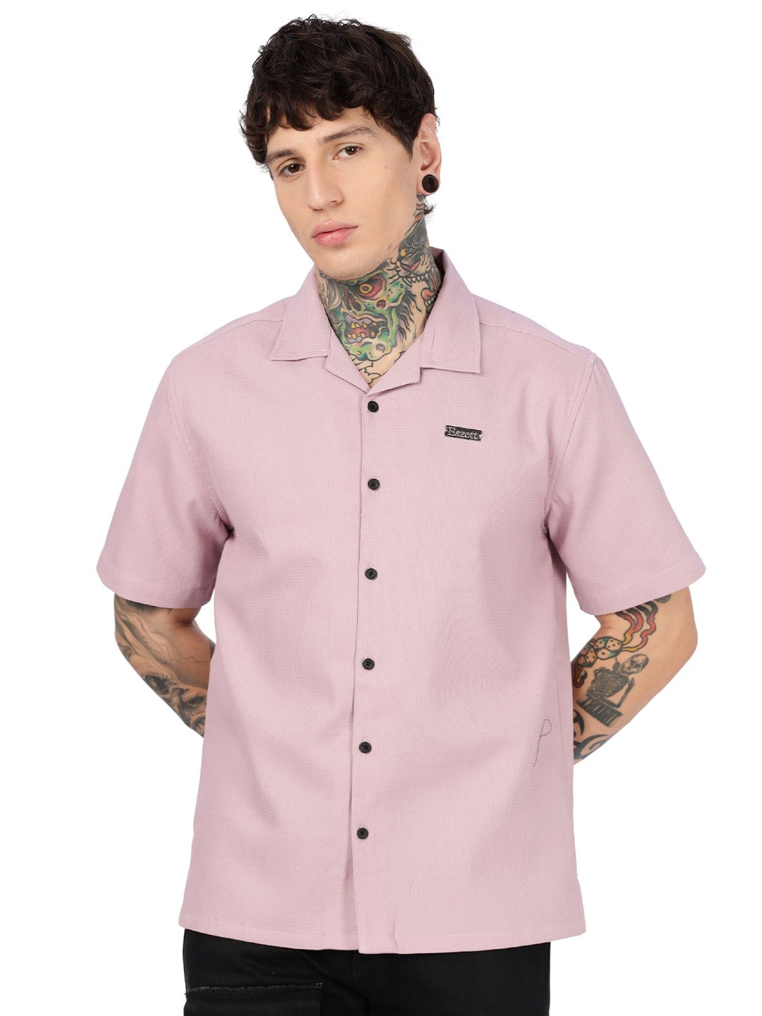 Eszett Oversized Cuban Collar Cotton Shirt