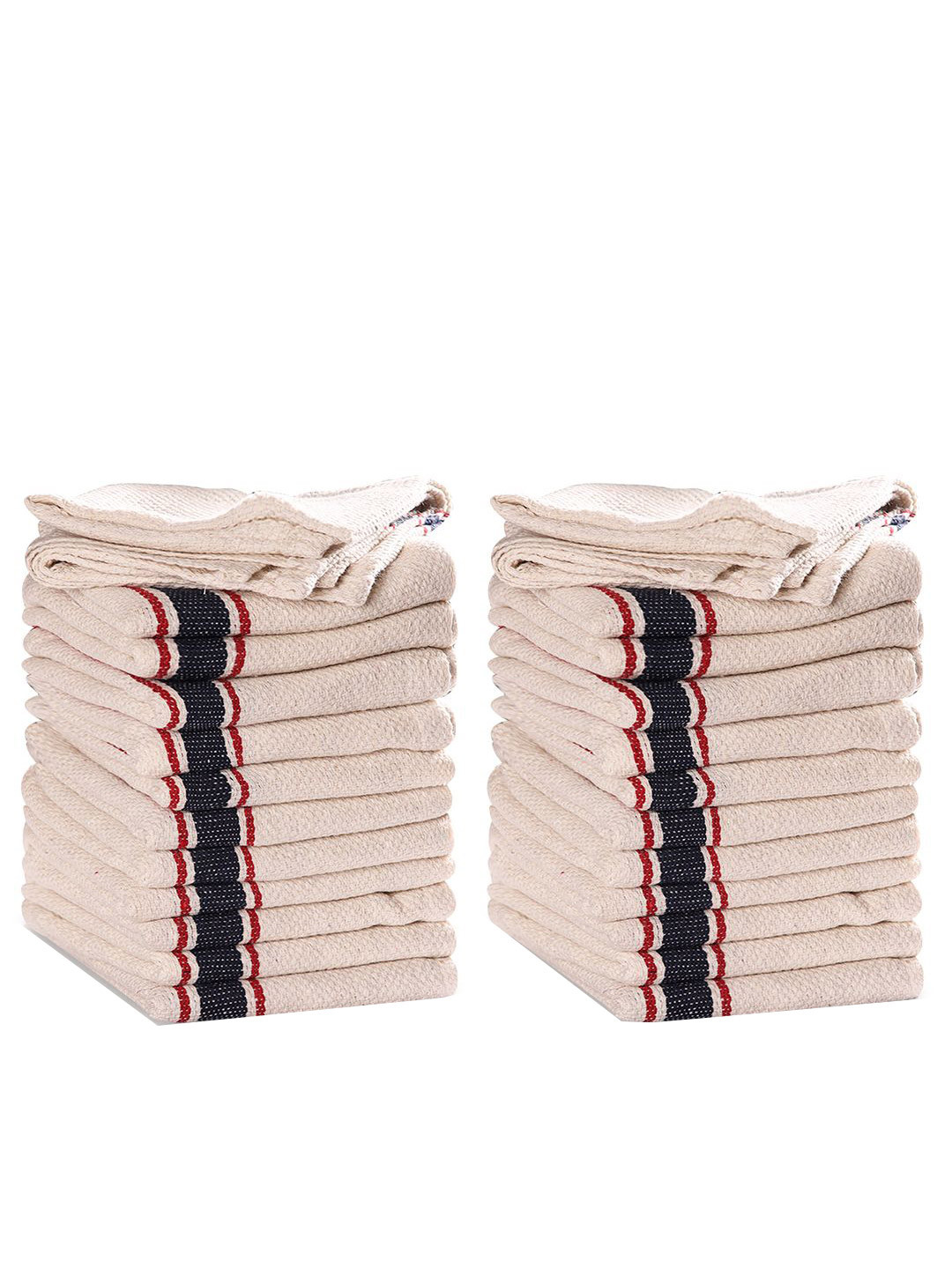 Kuber Industries White & Black 24 Pieces Reusable Cotton Kitchen Cleaning Towels