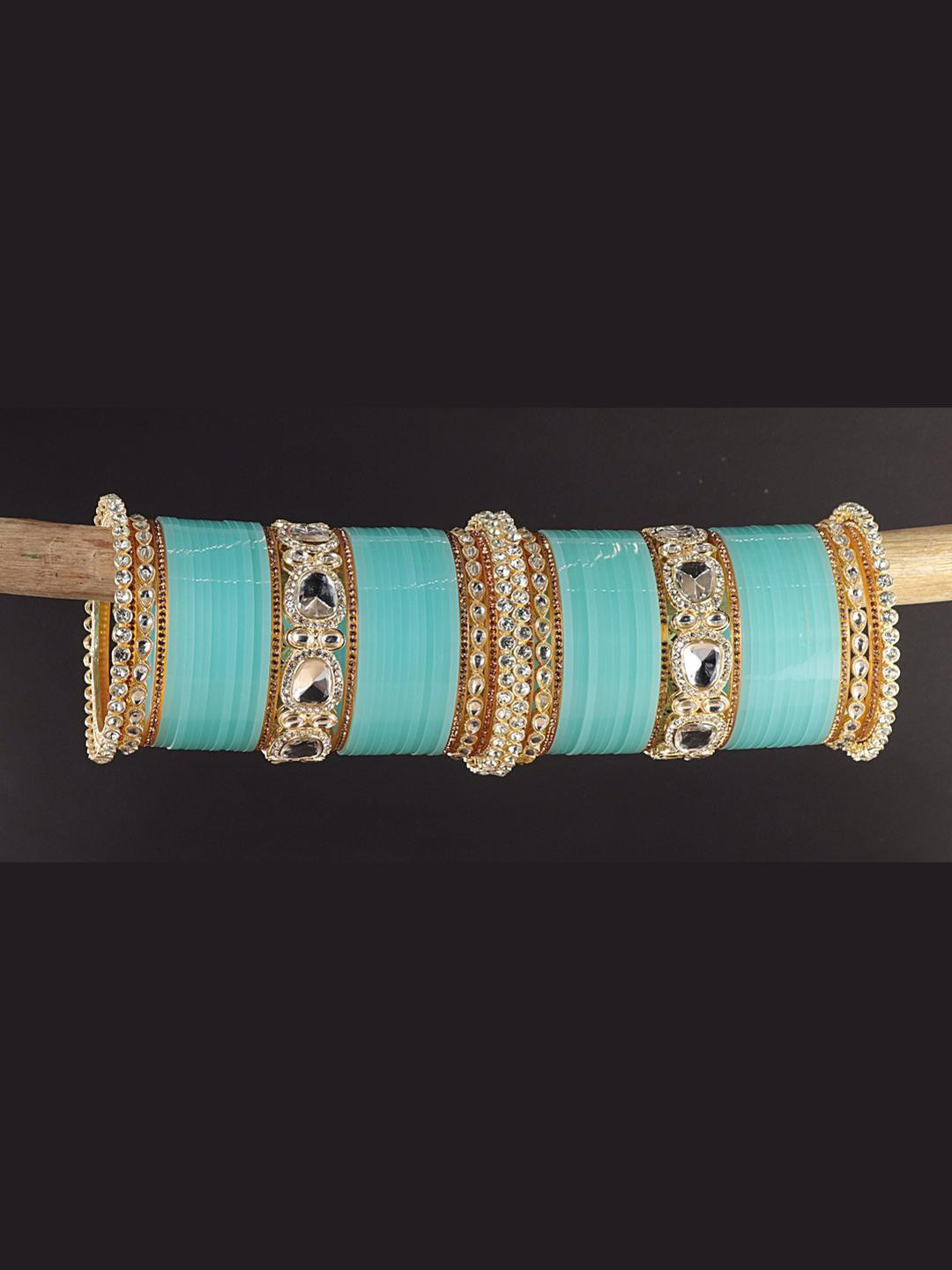 ZULKA 70Pcs Gold Chuda Set For Bridal Women & Girls With Zircon Diamond