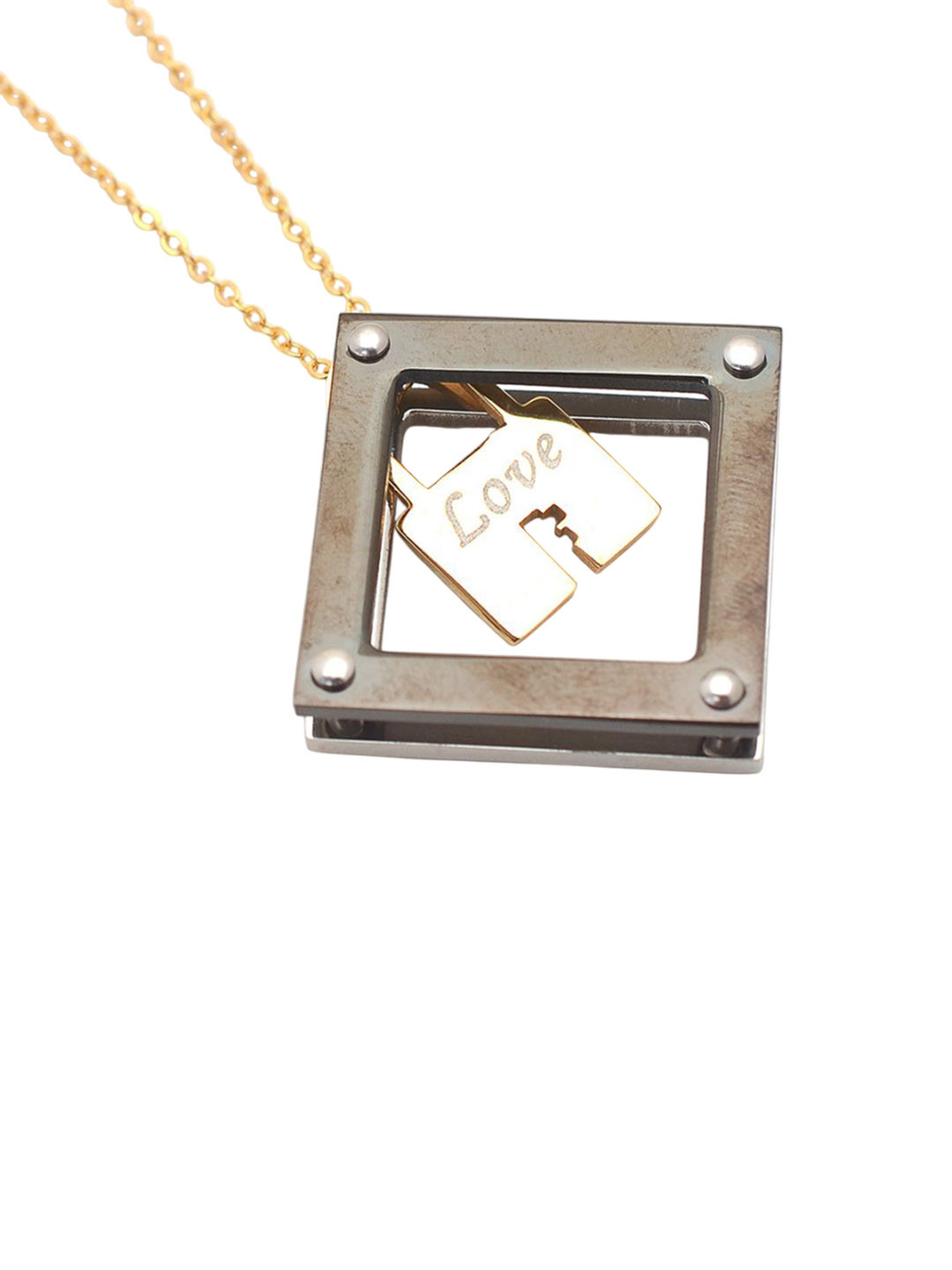SANAA CREATIONS Unisex Silver-Plated Square Shaped Pendant with Chain