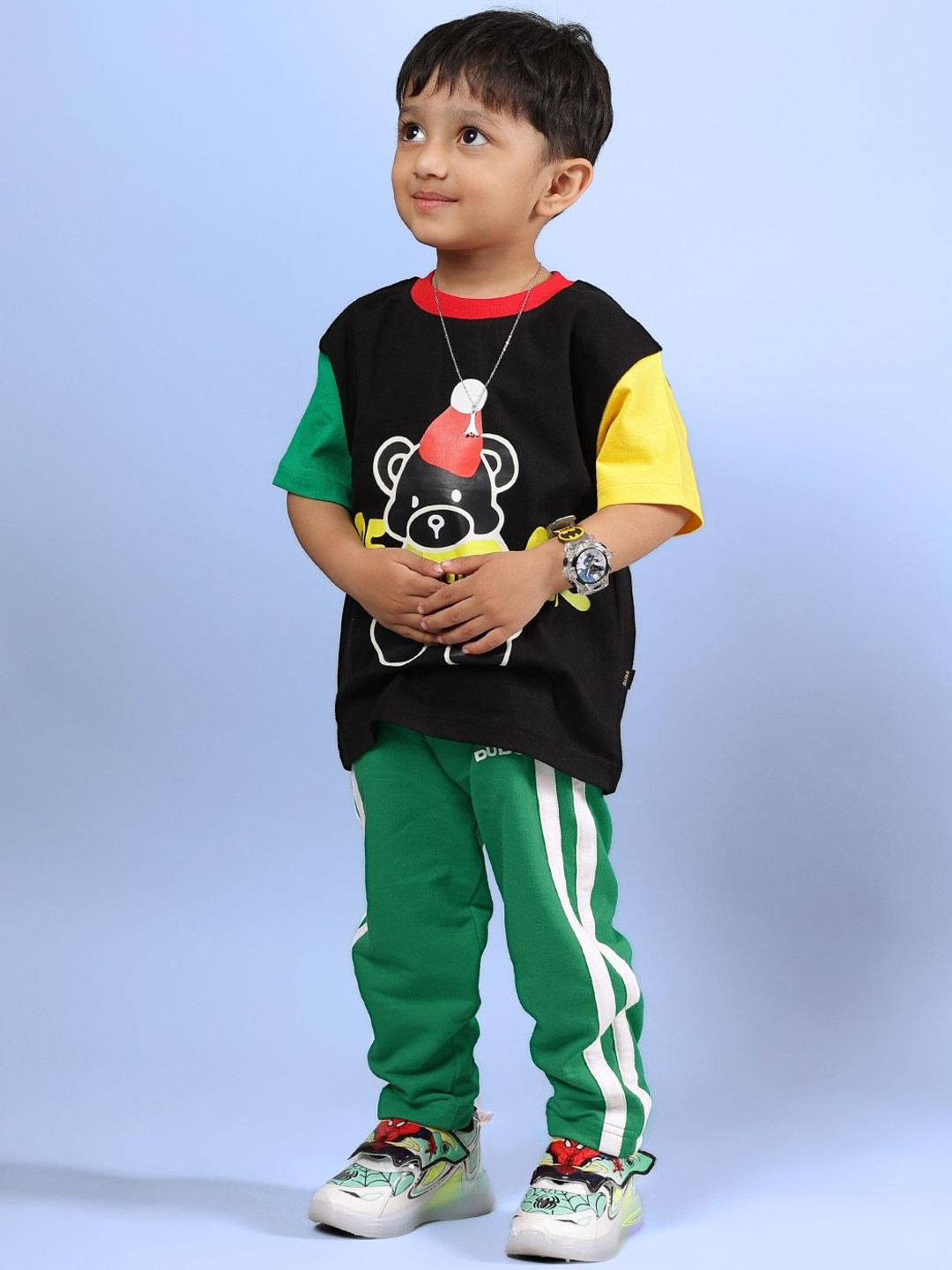 WEARDUDS Kids Mocha Printed Pure Cotton T-Shirt With Trouser