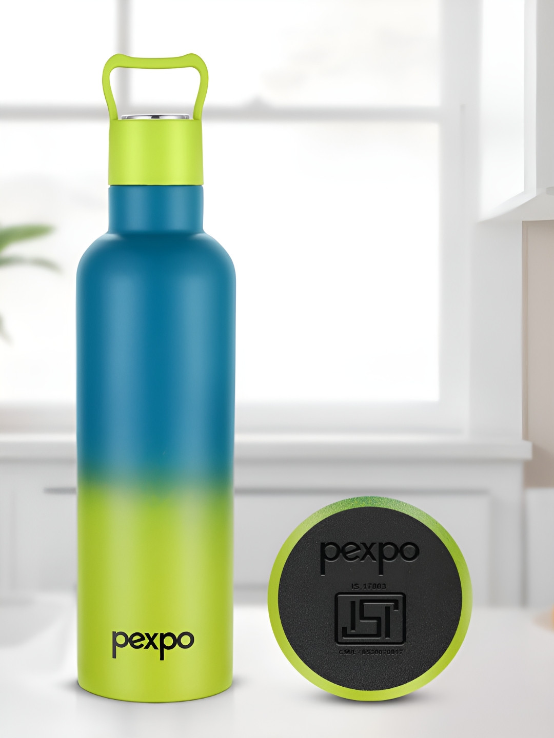 Pexpo Ombre Yellow Colourblocked Stainless Steel Double Wall Vacuum Flask - 500ml