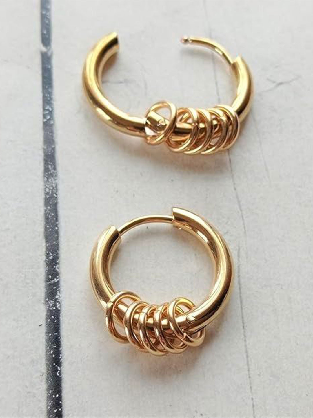 Lovemi Movements Stainless Steel Circular Shaped Hoop Earrings