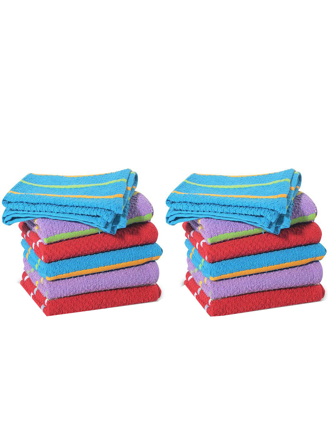 Kuber Industries Blue & Red 12 Pieces Reusable Cotton Kitchen Cleaning Towels