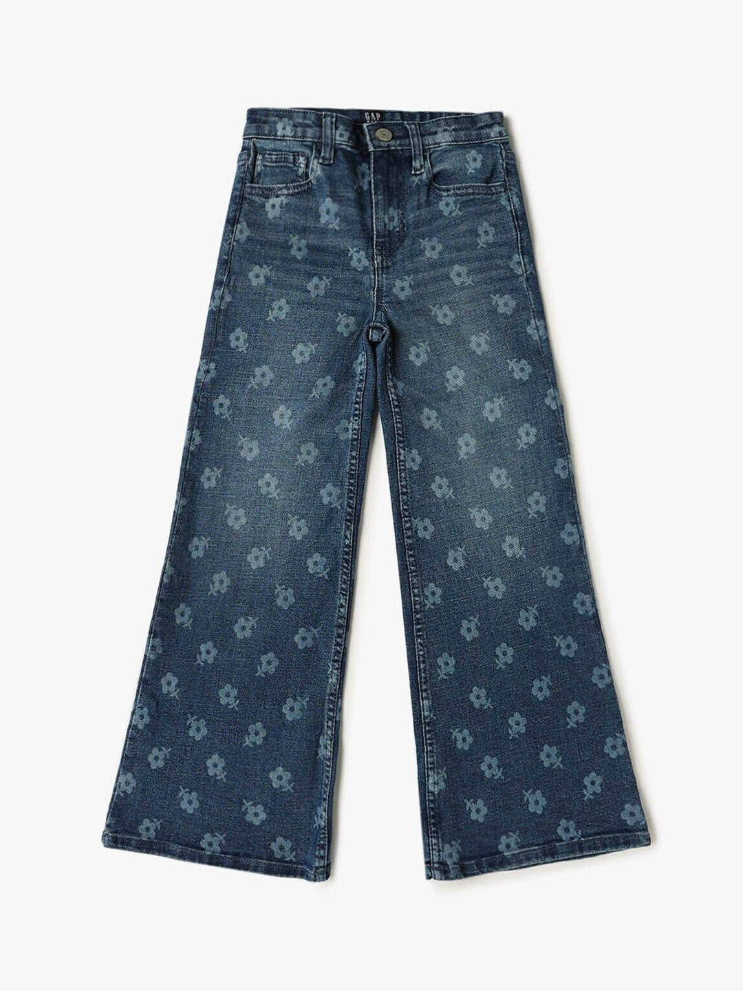 GAP Girls Printed Mid-Rise Flared Jeans