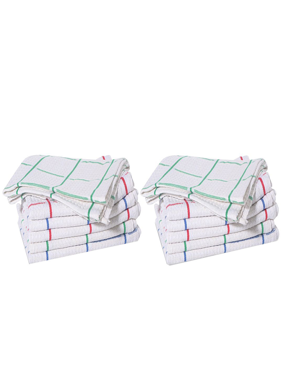 Kuber Industries White & Blue 12 Pieces Reusable Cotton Kitchen Cleaning Towels