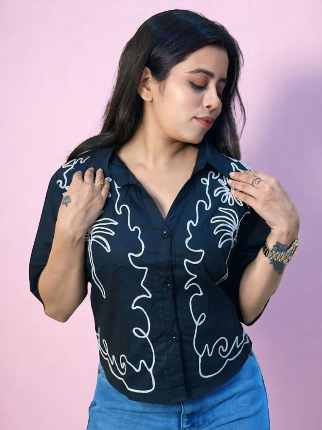 HOW House Of Wear Abstract Printed Button-Down Collar Comfort Cotton Shirt