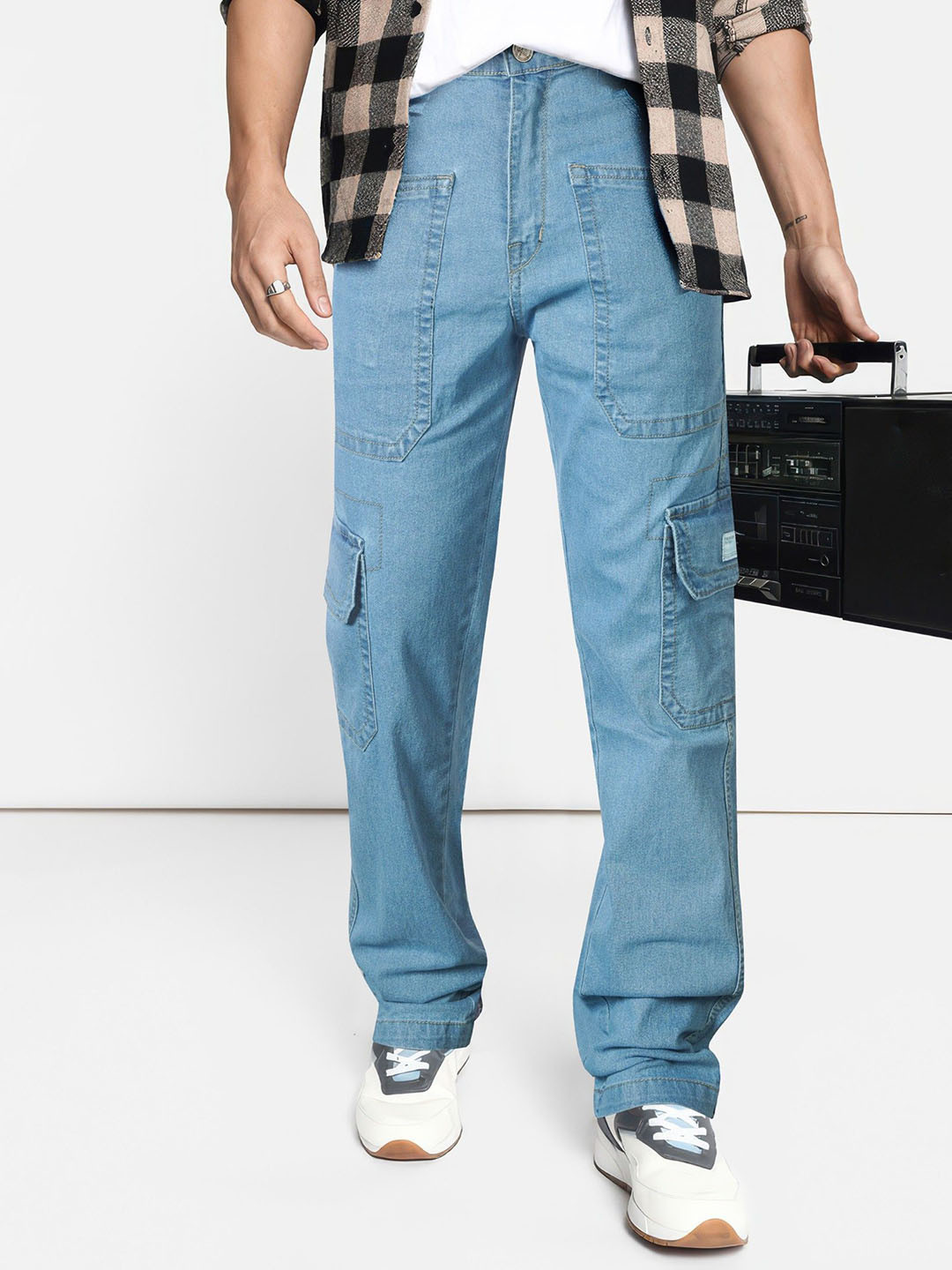 RIG BONE Men Cotton Loose Relaxed Fit Mid-Rise Jeans