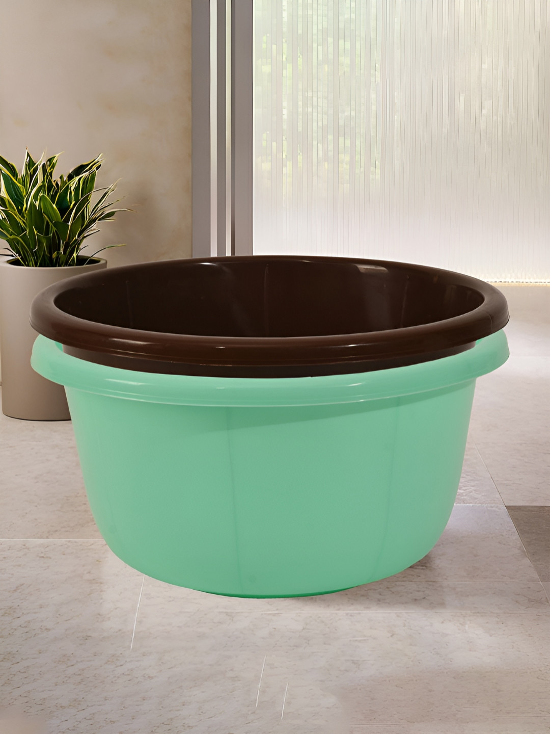 Aura Brown & Green 2 Pcs 40 Liter Multipurpose Bath & Washing Clothe Tub