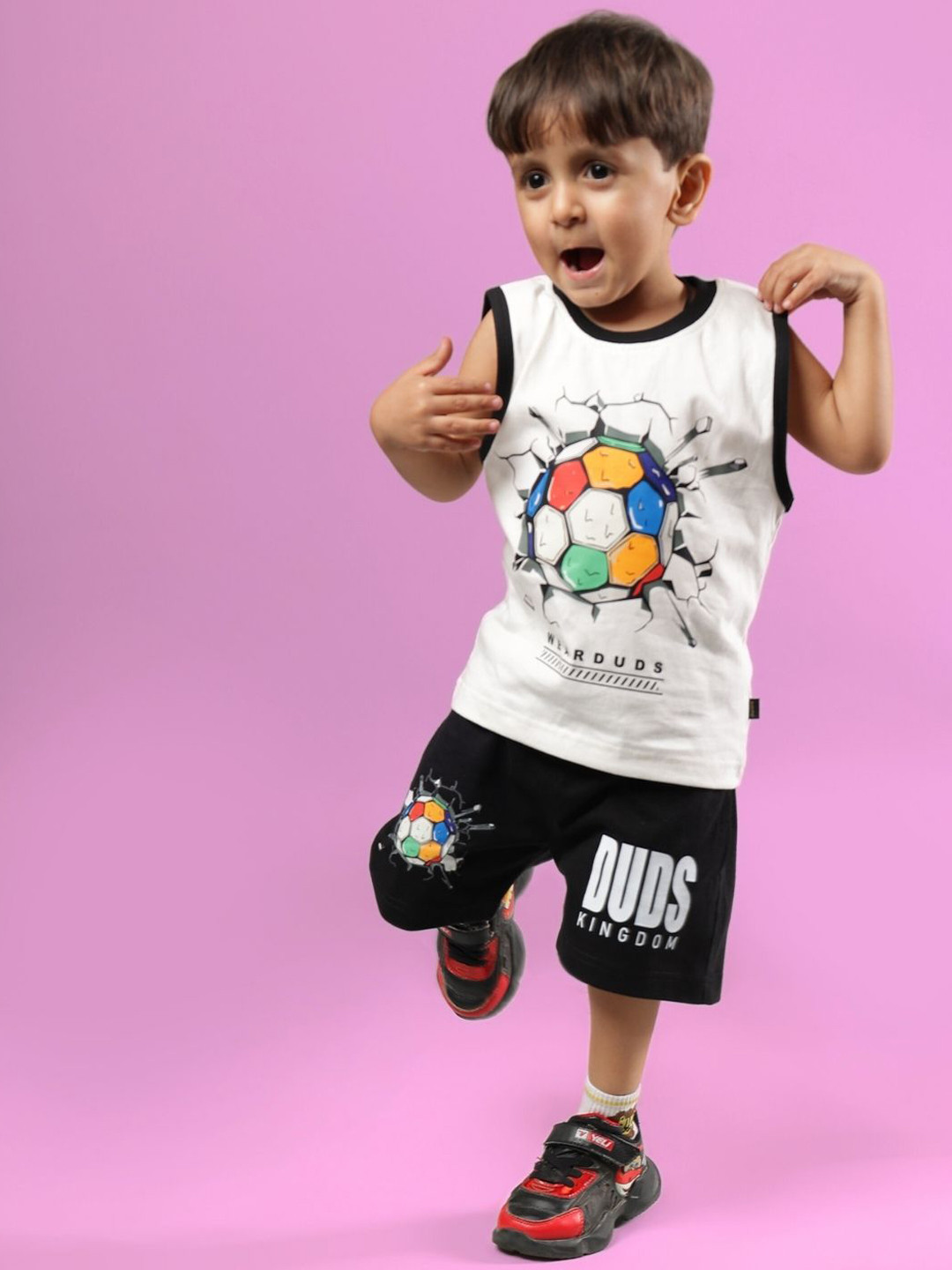 WEARDUDS Kids Lazio Printed Pure Cotton T-Shirt With Shorts