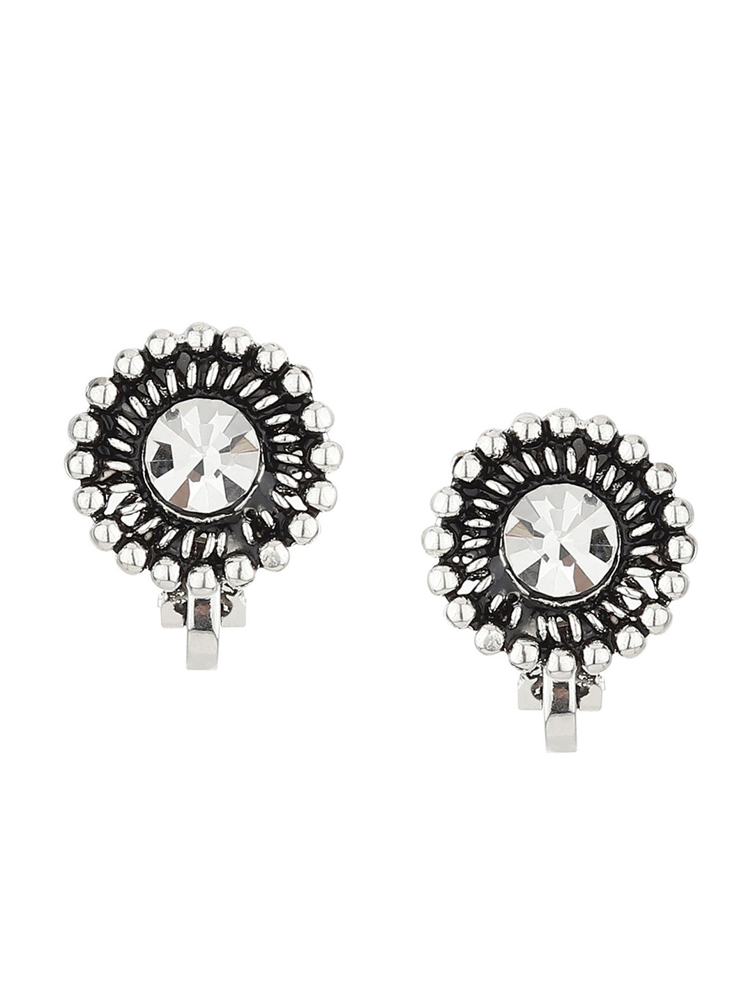 FirstBlush Silver-Plated Artificial Stones Studded Non Pierced Earrings