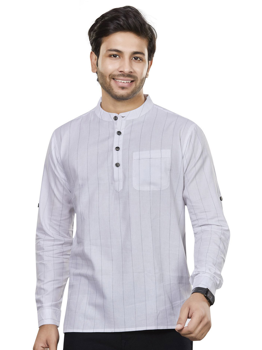 Authentics Men Striped Thread Work Kurta