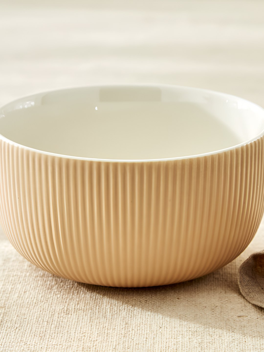Home Centre Calyx Fine China Beige Porcelain Easy to Clean Serving Bowl