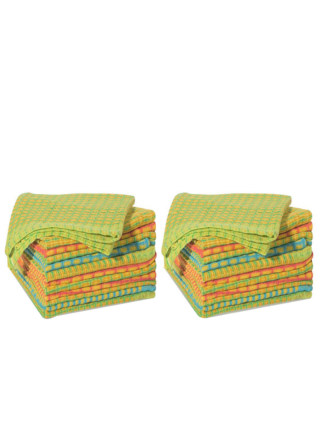 Kuber Industries Green & Blue 24 Pieces Reusable Cotton Kitchen Cleaning Towels