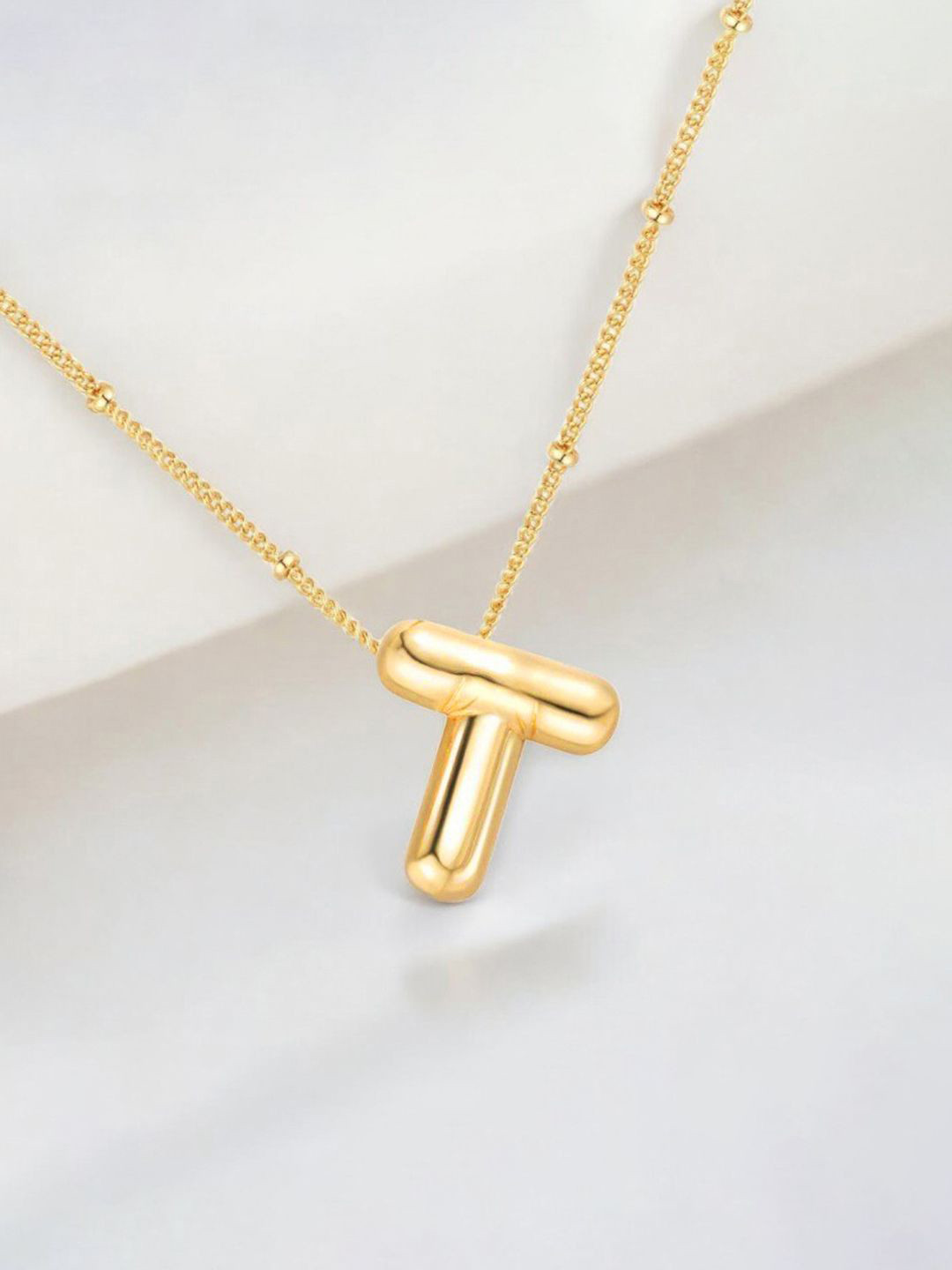 Designs & You Gold-Plated Alphabet M Contemporary Pendant with Chain