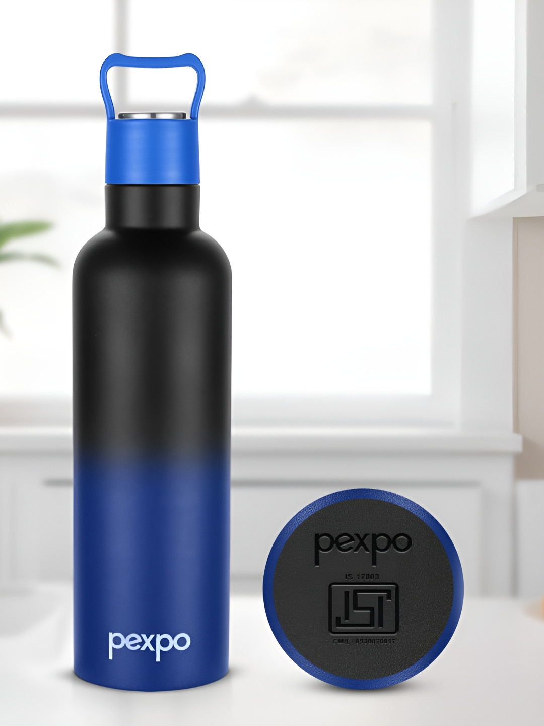 Pexpo Oscar Black Colourblocked Stainless Steel Double Wall Vacuum Flask - 500ml