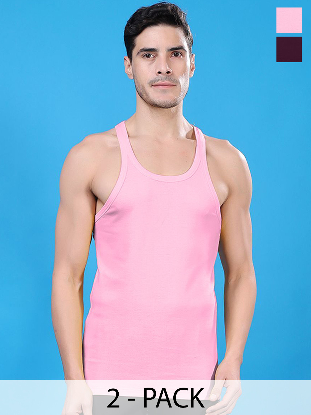 Friskers Pcak Of 2 Pure Cotton Round Neck Gym Vests 290525CA-10-16