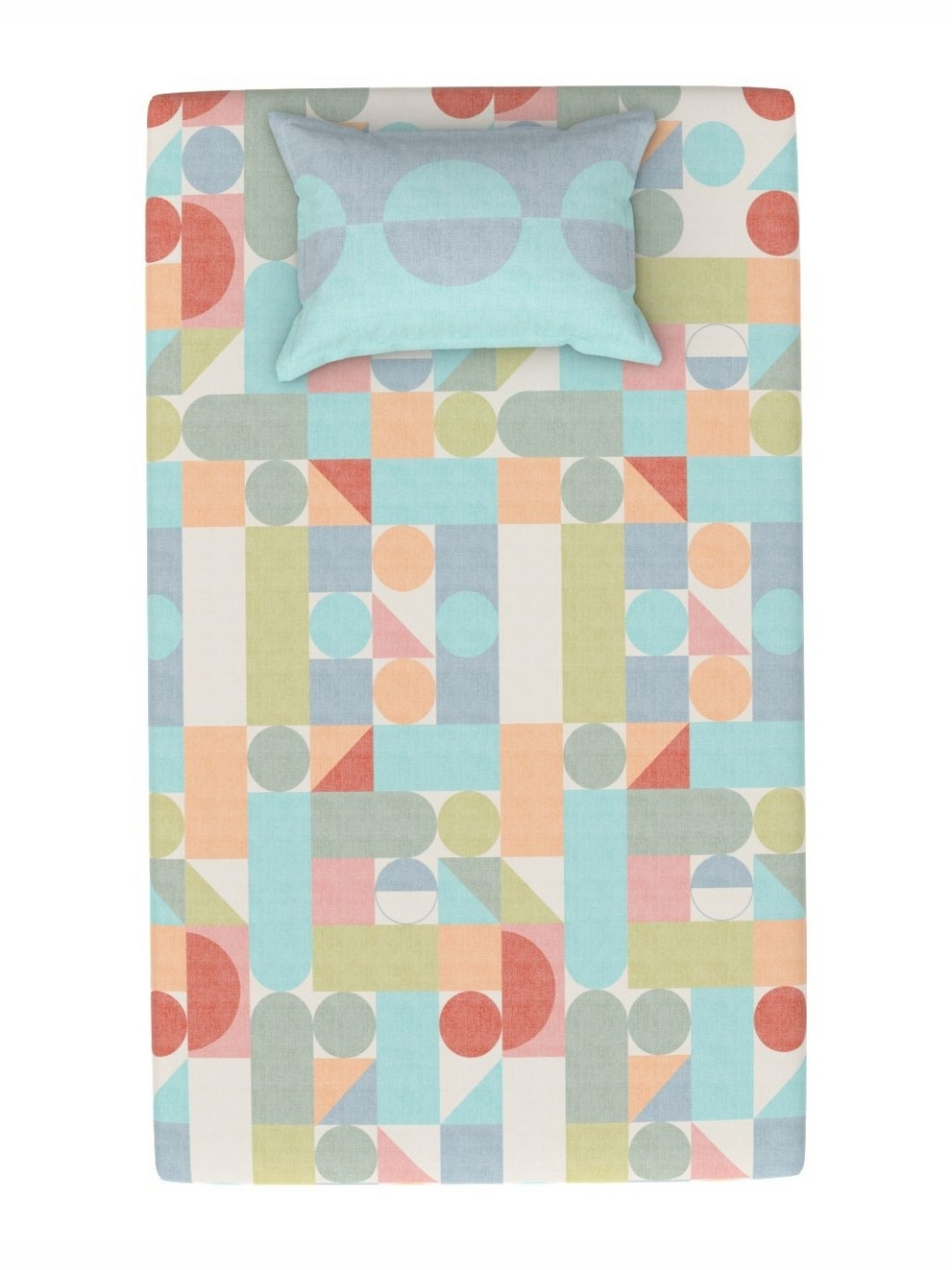 STELLAR HOME Green & Peach Cotton 140 TC Single Bedsheet Set 1.50 cm X 2.24