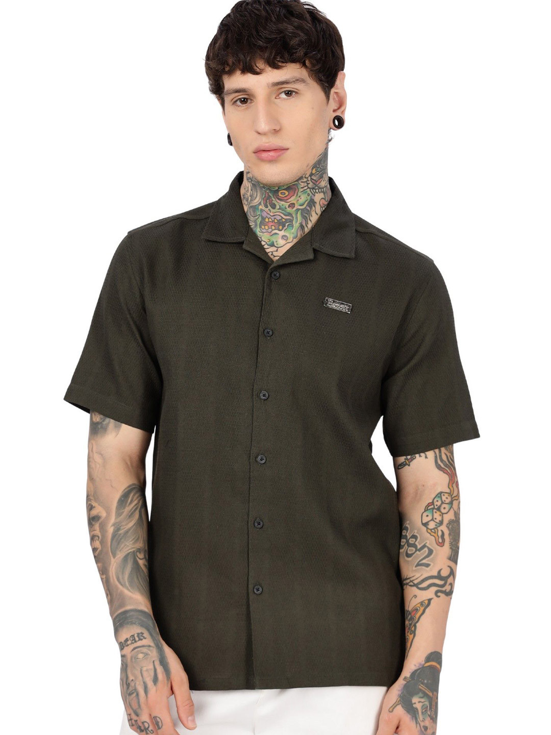 Eszett Cuban Collar Cotton Shirt