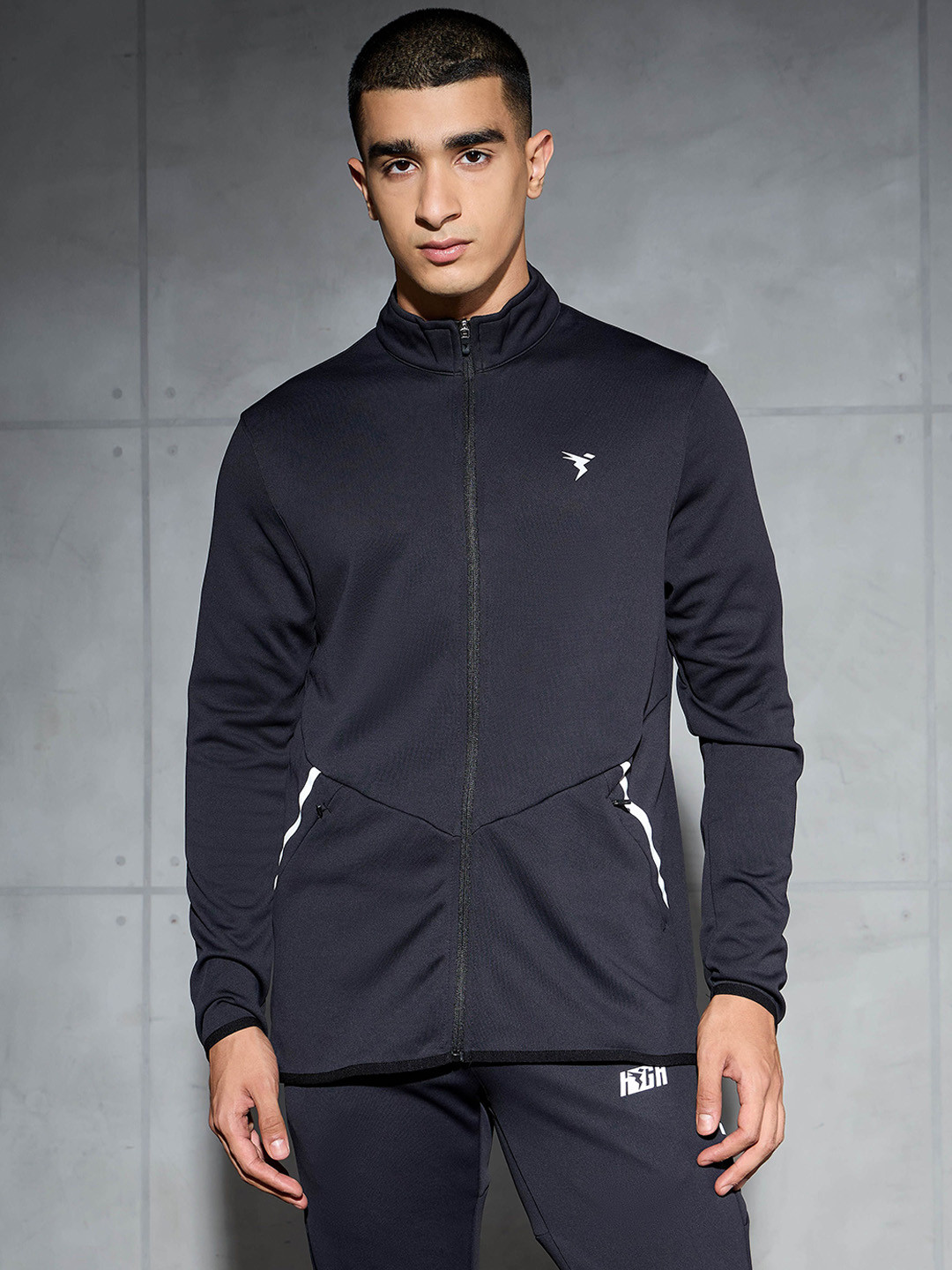 Technosport Men Solid Mock Neck Lightweight Training or Gym Sporty Jacket
