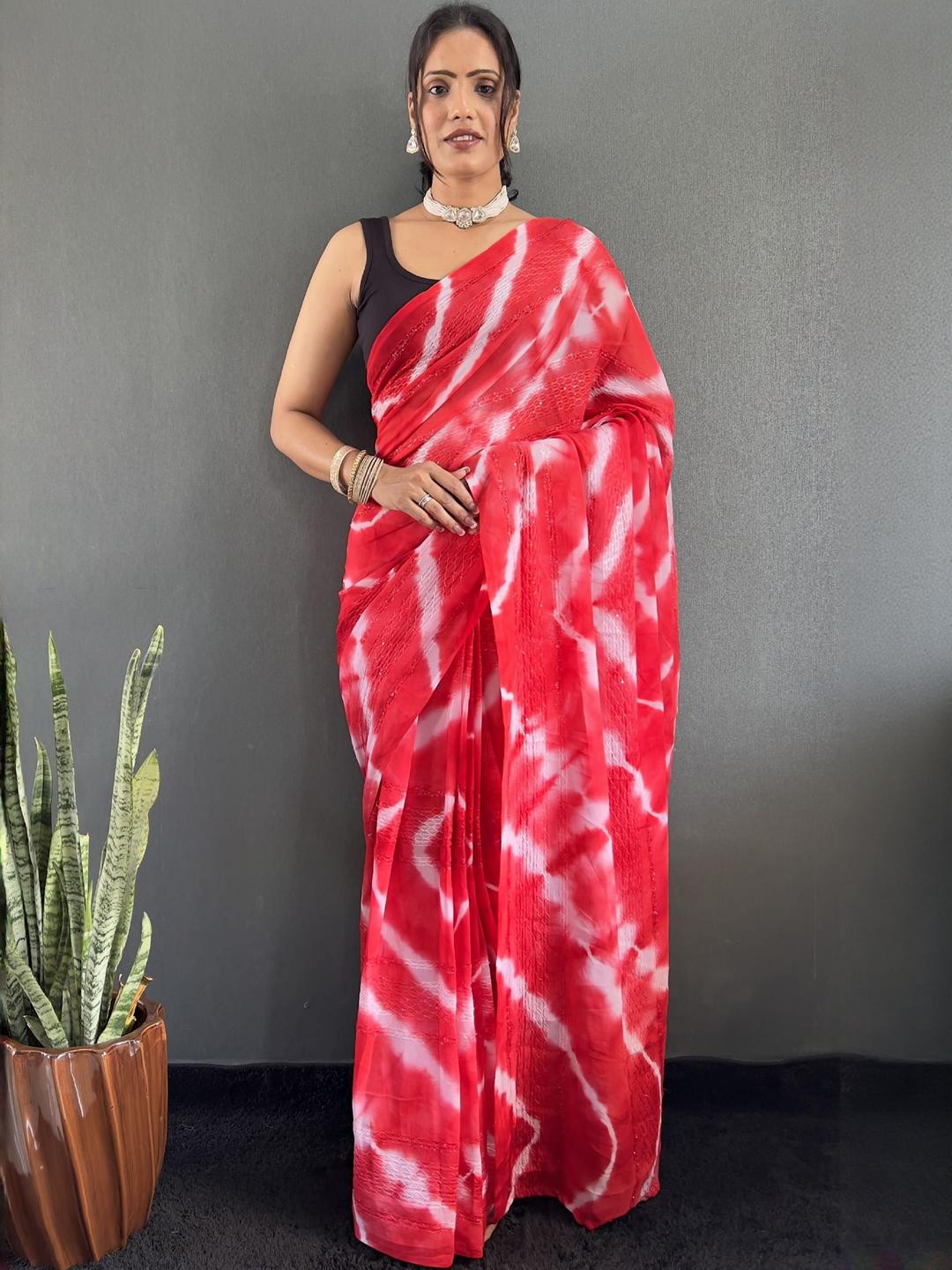 Georgette Tie Dye Ready to Wear Saree