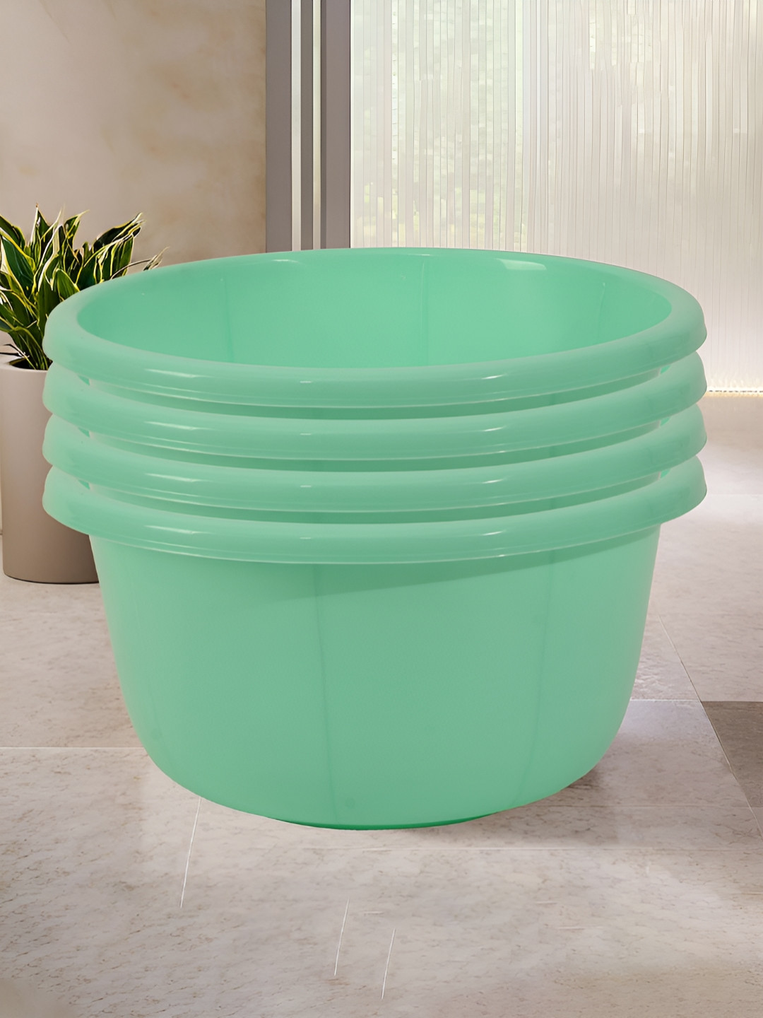 Aura Green 4 Pcs 40 Liter Multipurpose Bath & Washing Clothe Tub
