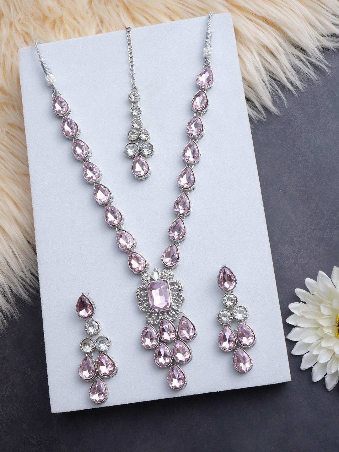 EIT Collection Silver Plated Cubic Zirconia Studded Bridal Jewellery Set