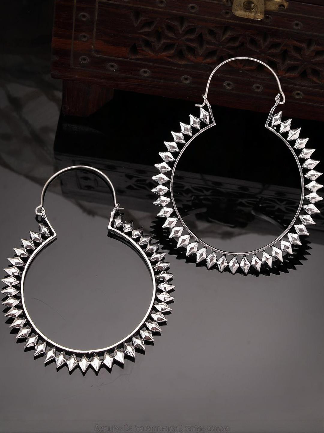 Sangria Women Silver Full Circular Hoop Earrings