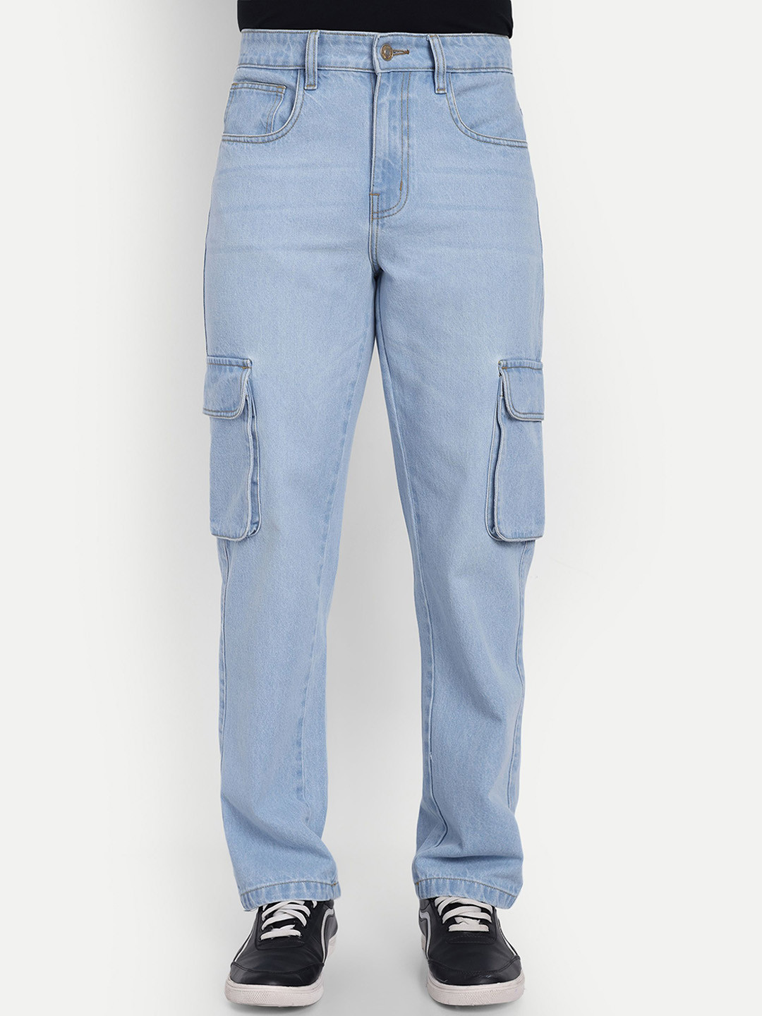 COSMIC Men Relaxed Straight Leg Straight Fit Denim Cargos