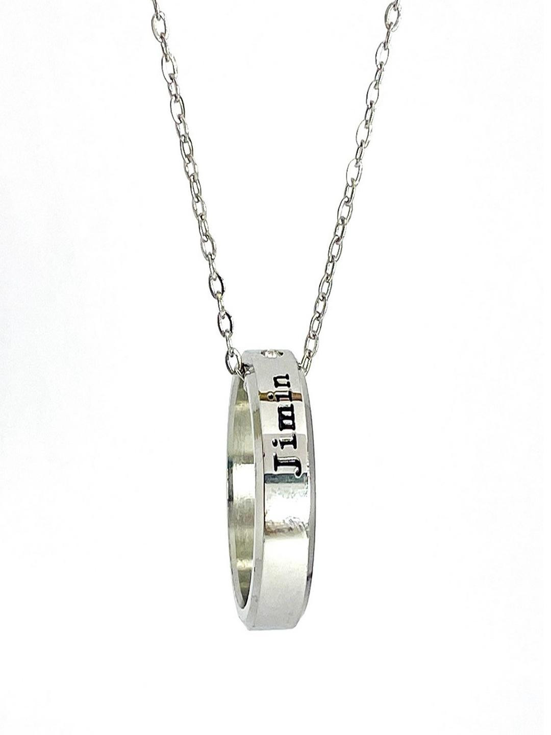 Vientiq Men 925 Sterling Silver-Plated Stone Studded Ring Circular Pendant With Chain