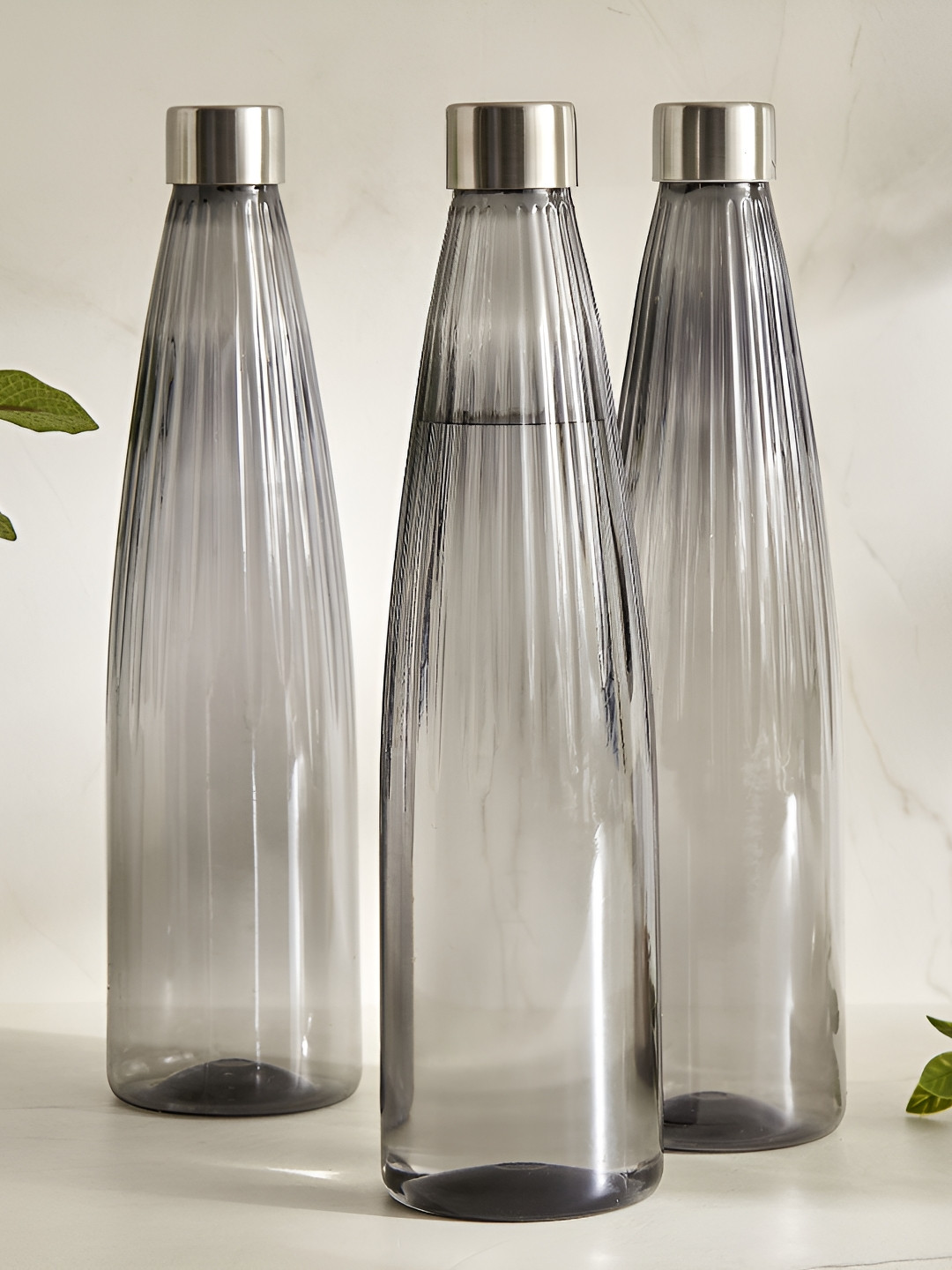 Home Centre Fiesta Senecio Black 3 Pieces Fridge Water Bottles 1L