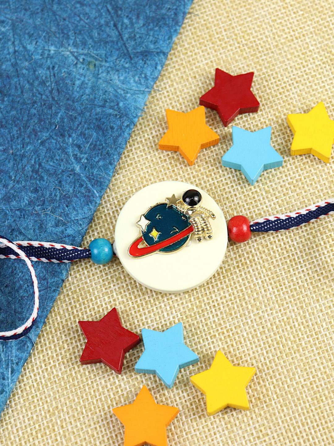 Asthetika Astronaut Space Kids Thread Bracelet Rakhi With Roli Chawal