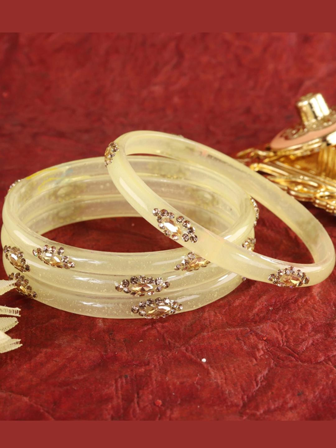 ZULKA Pack of 4 Women & Girls With Golden Zircon Stone & Kundan