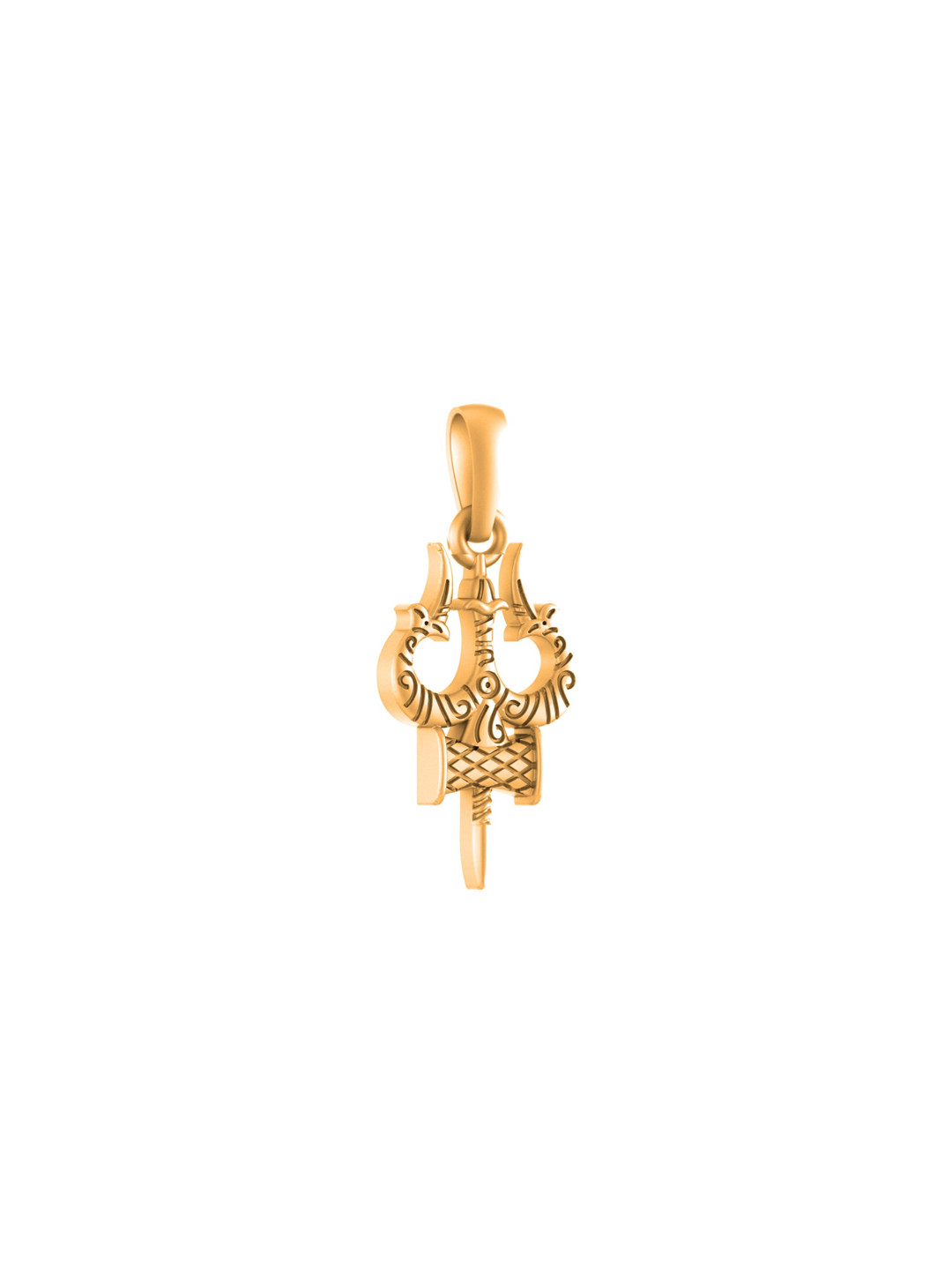 AKSHAT SAPPHIRE Unisex 925 Sterling Silver 22kt Gold-Plated Big Trishul Pendant